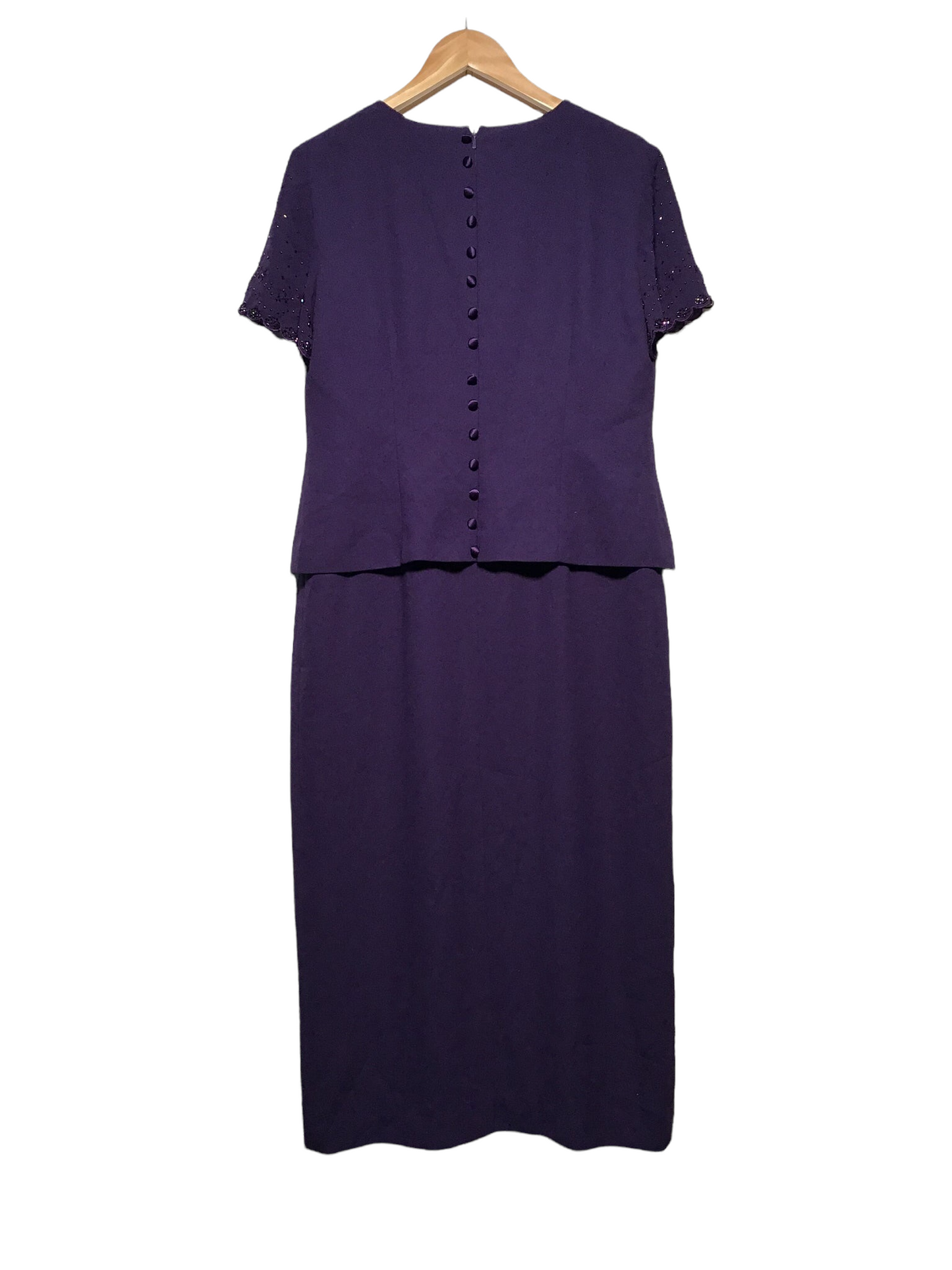 Beaded Sleeve Evening Dress (Size L)