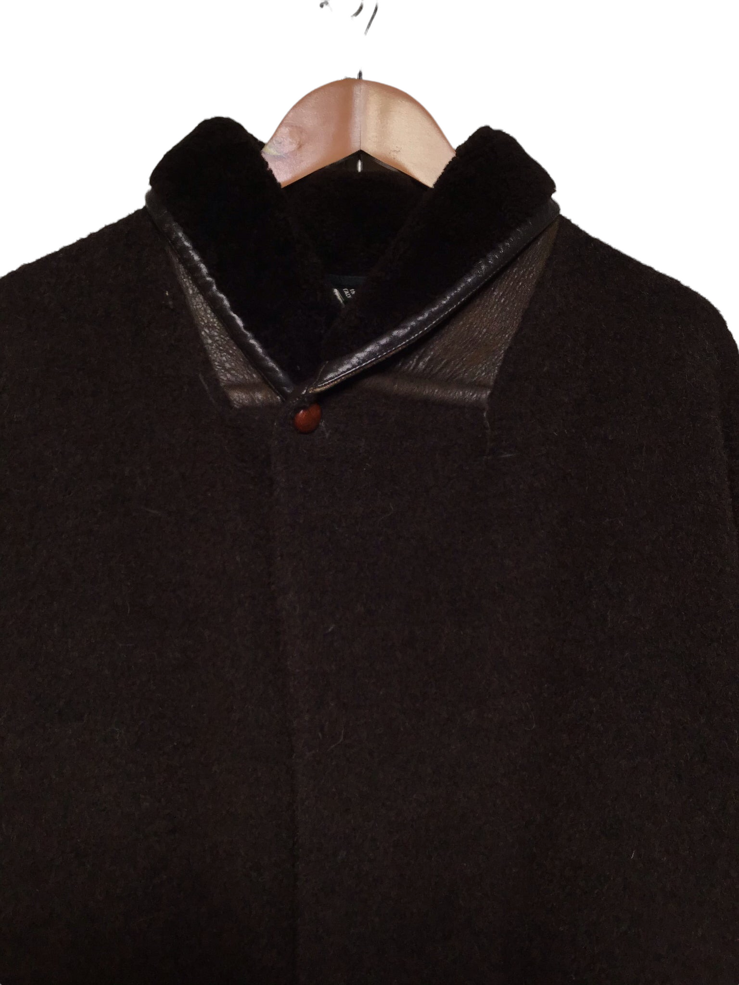 Vintage Teddy Coat with Shearling Collar (Size L)