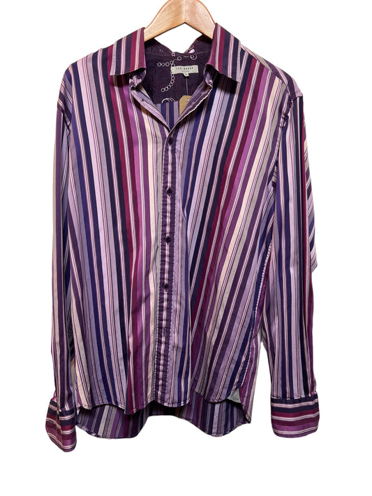 Ted Baker Men’s Pink and Purple Shirt (Size M)