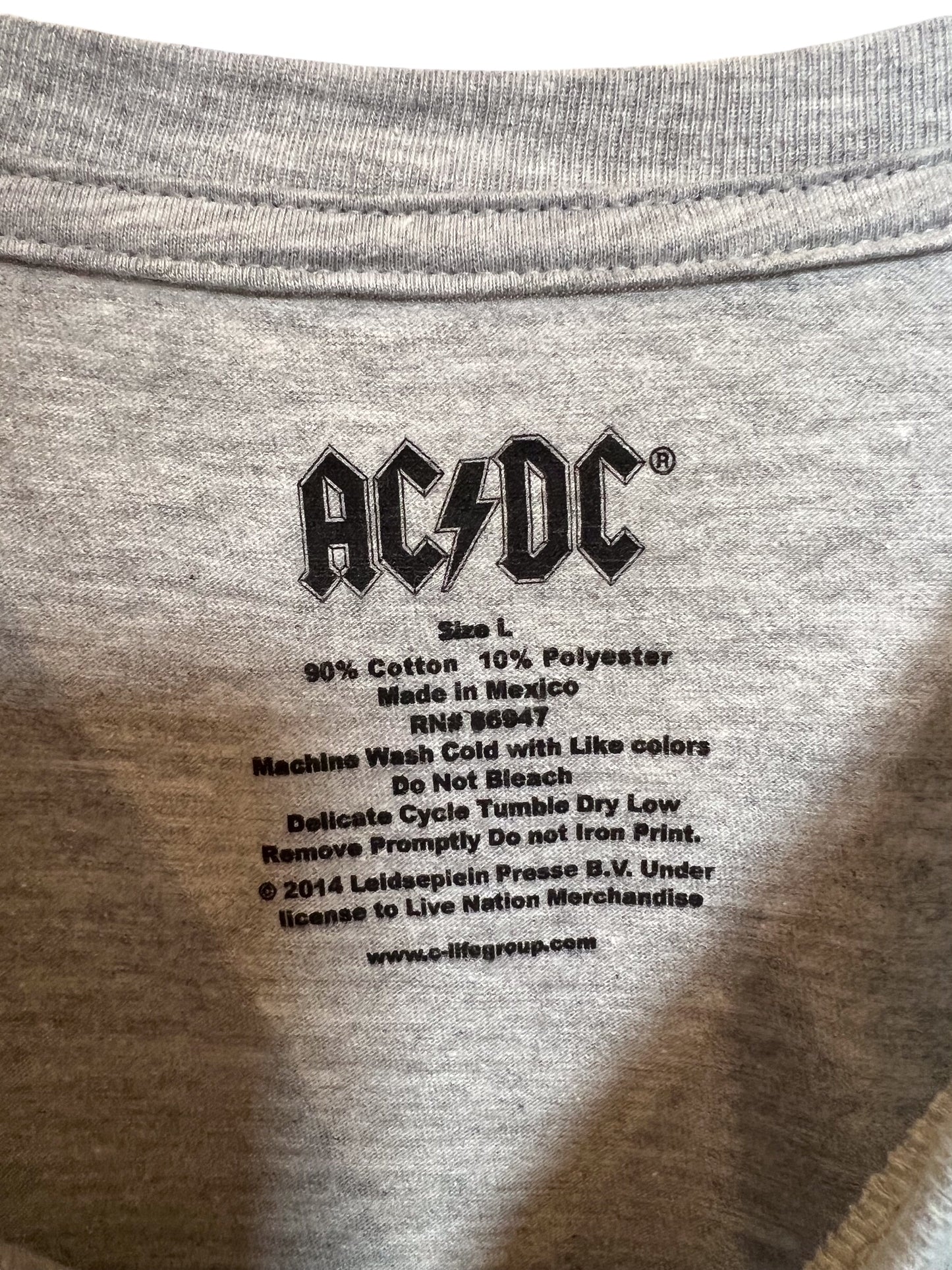 ACDC Mens Grey T Shirt (Size L)