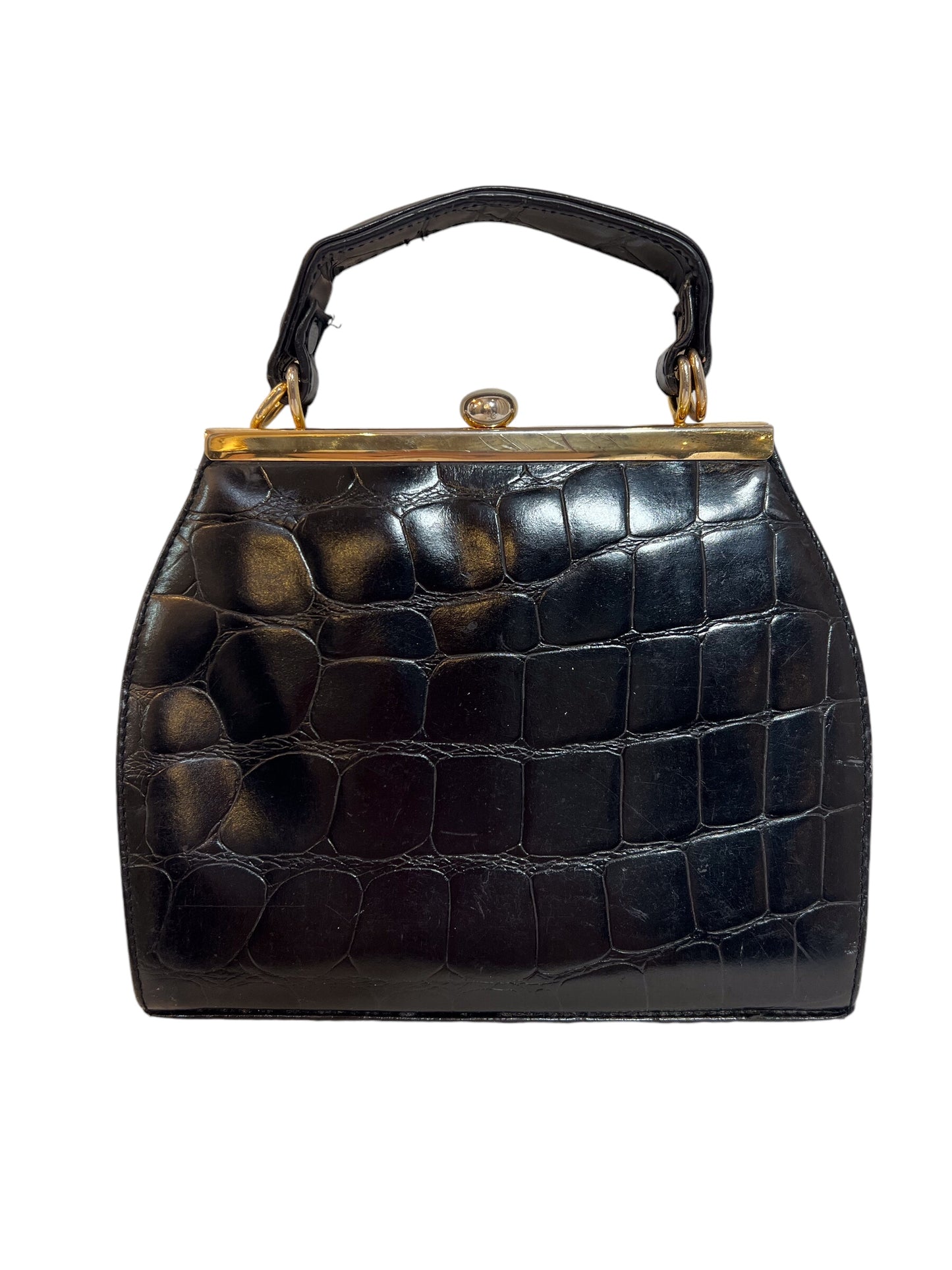 Valerie Stevens Black Crocodile Skin Leather Purse