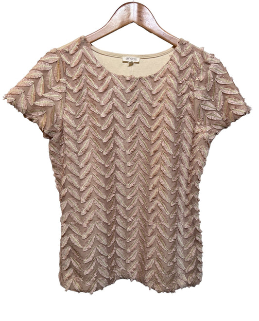 Weston Woman's Feather Patterned Pink Top (Size L)