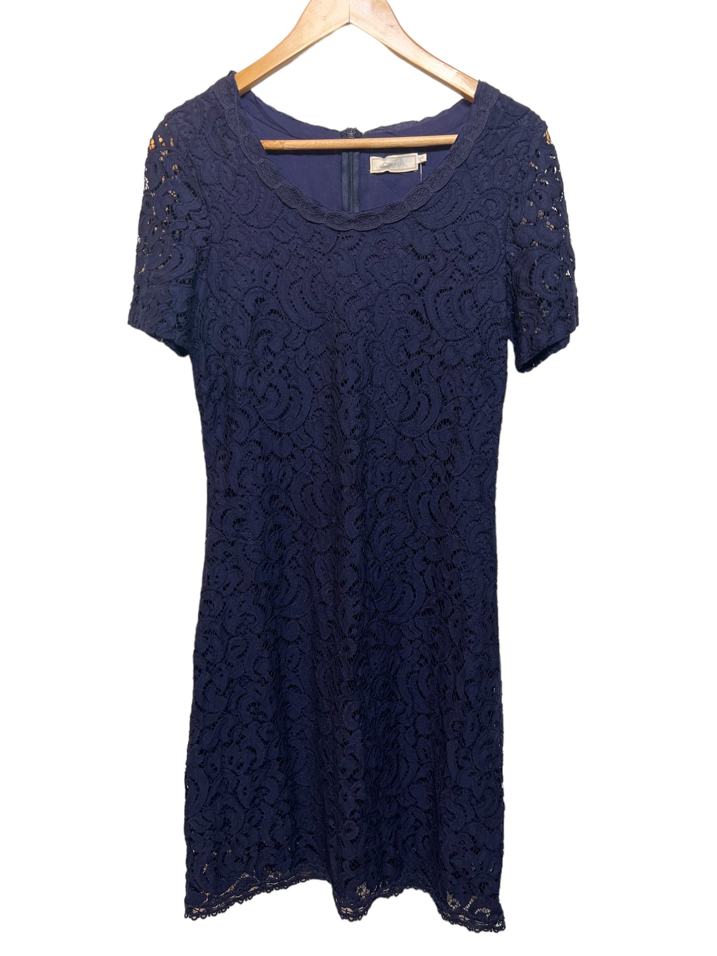 Cream Women’s Navy Blue Dress (Size L)