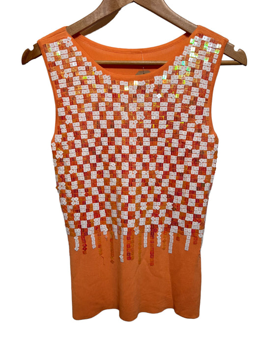 Women’s Orange White Armless Top (Size M)