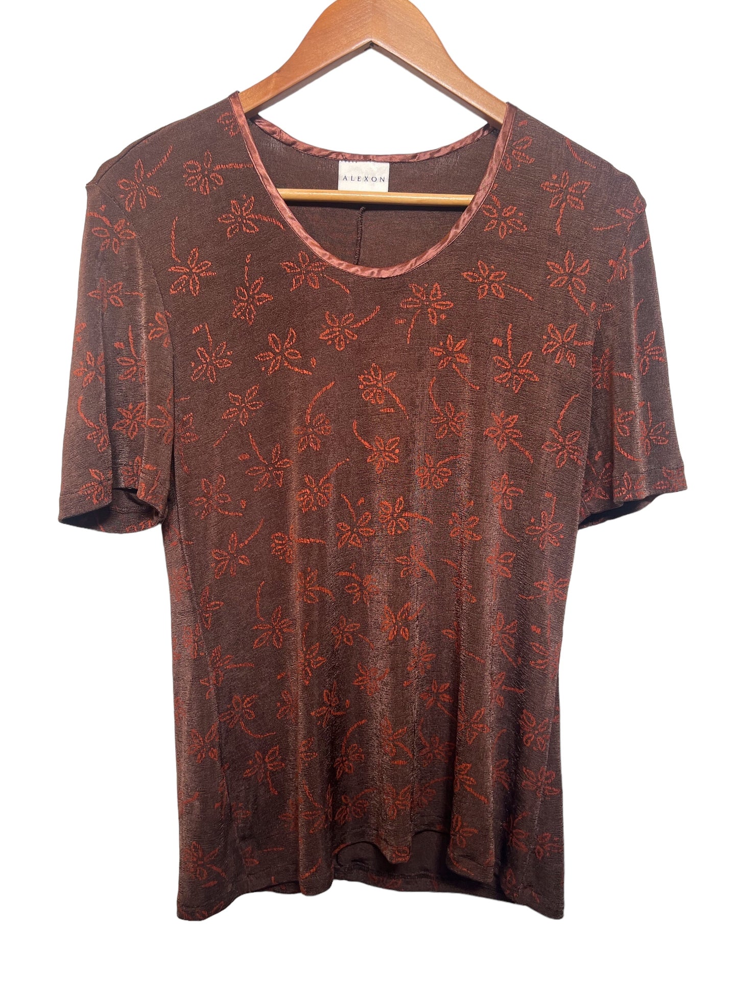 Alexon Women's Maroon Floral Top (Size L)