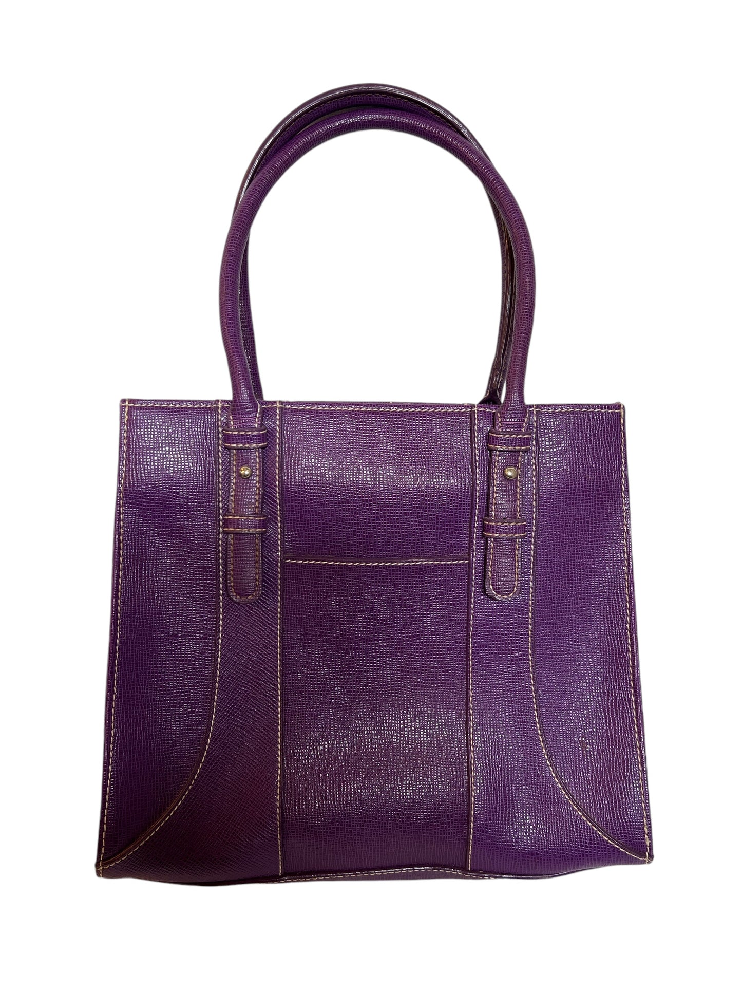 Purple Leather Tote Bag