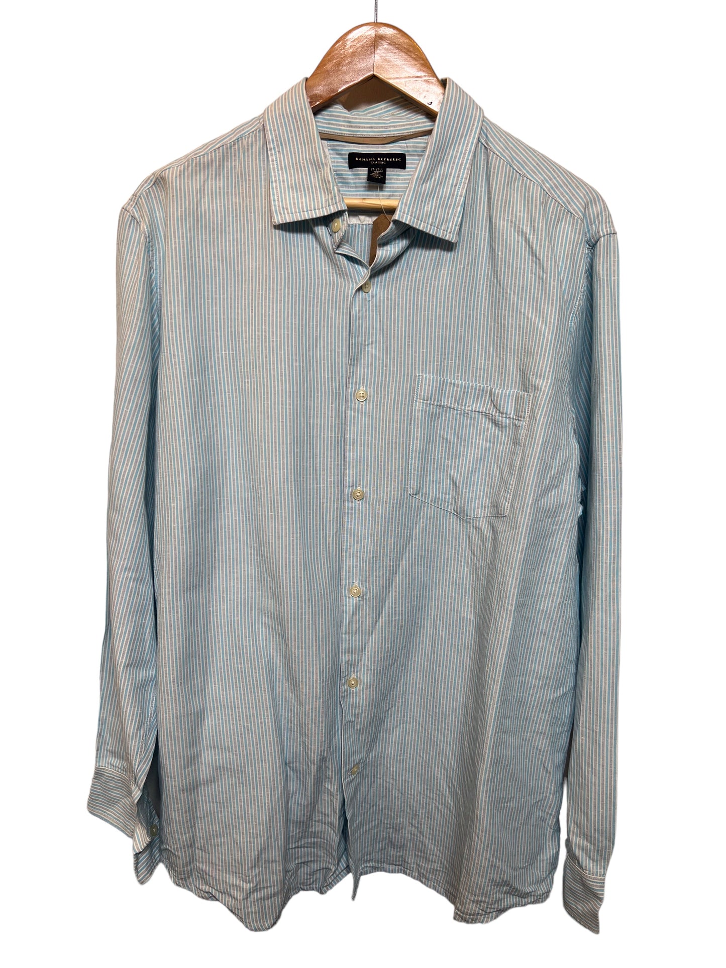 Men’s Blue White Striped Shirt (Size XXL)