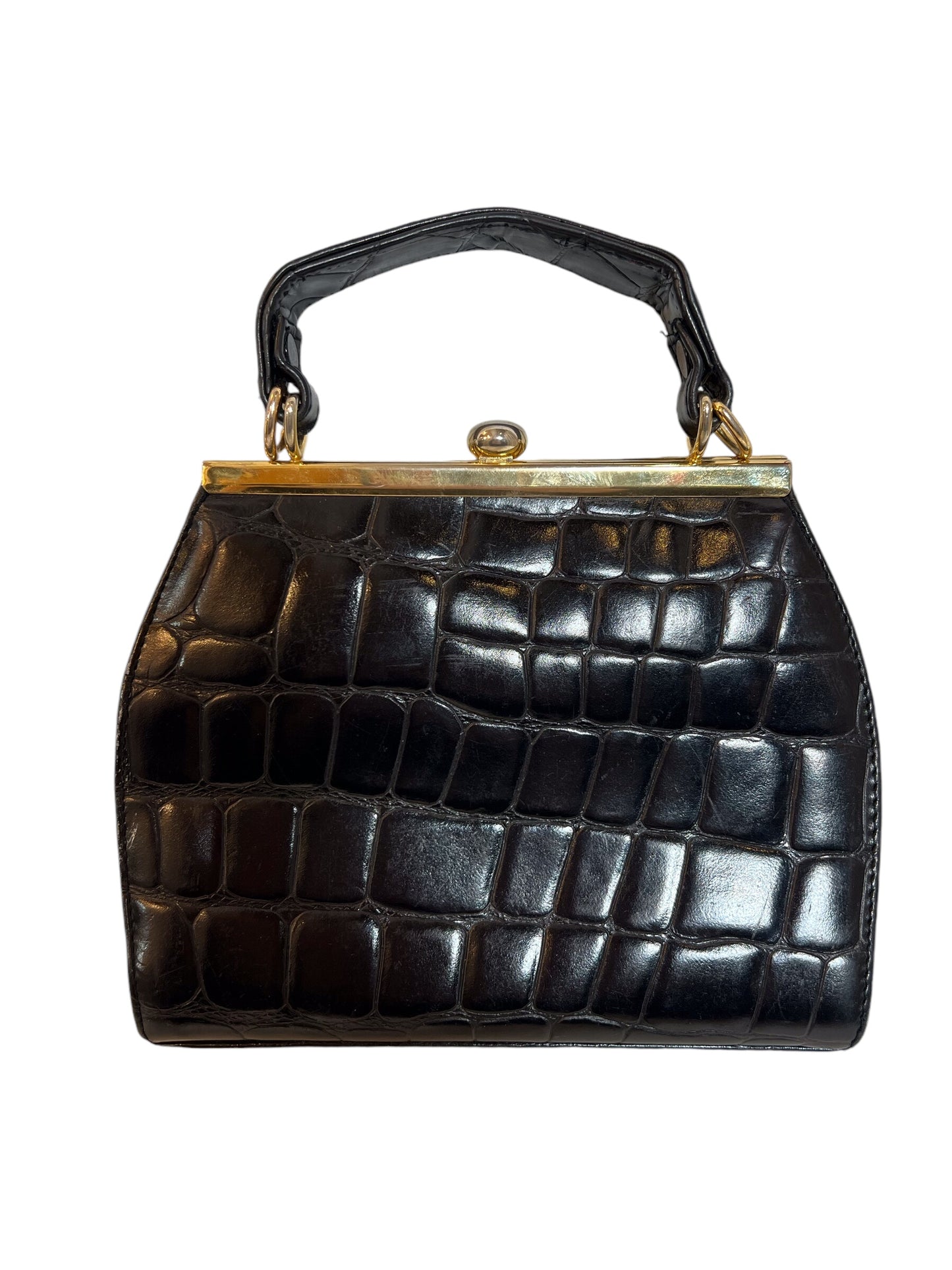 Valerie Stevens Black Crocodile Skin Leather Purse