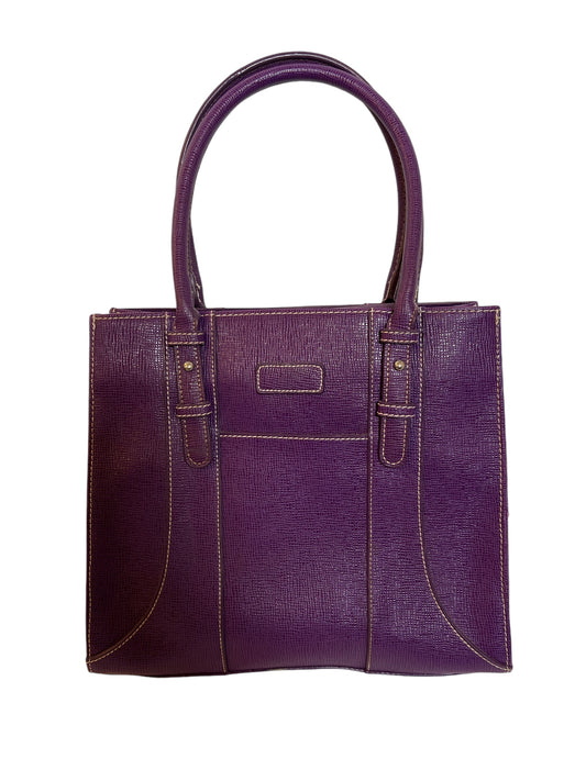 Purple Leather Tote Bag