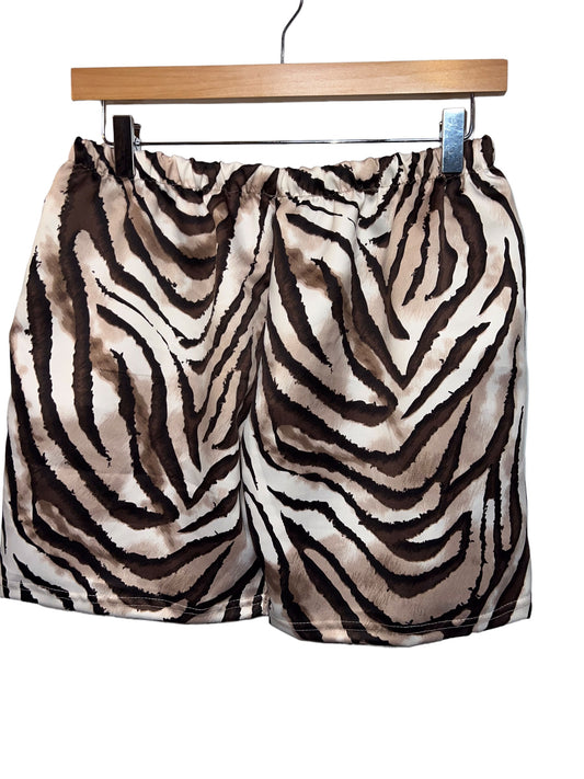 Unisex Zebra Patterned Elasticated Waist Shorts (Size M)