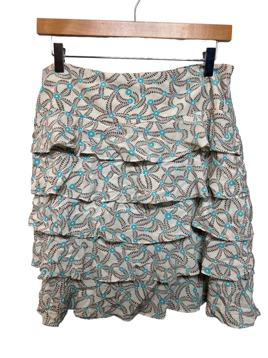 Reiss White Patterned Layered Skirt (Size 12)