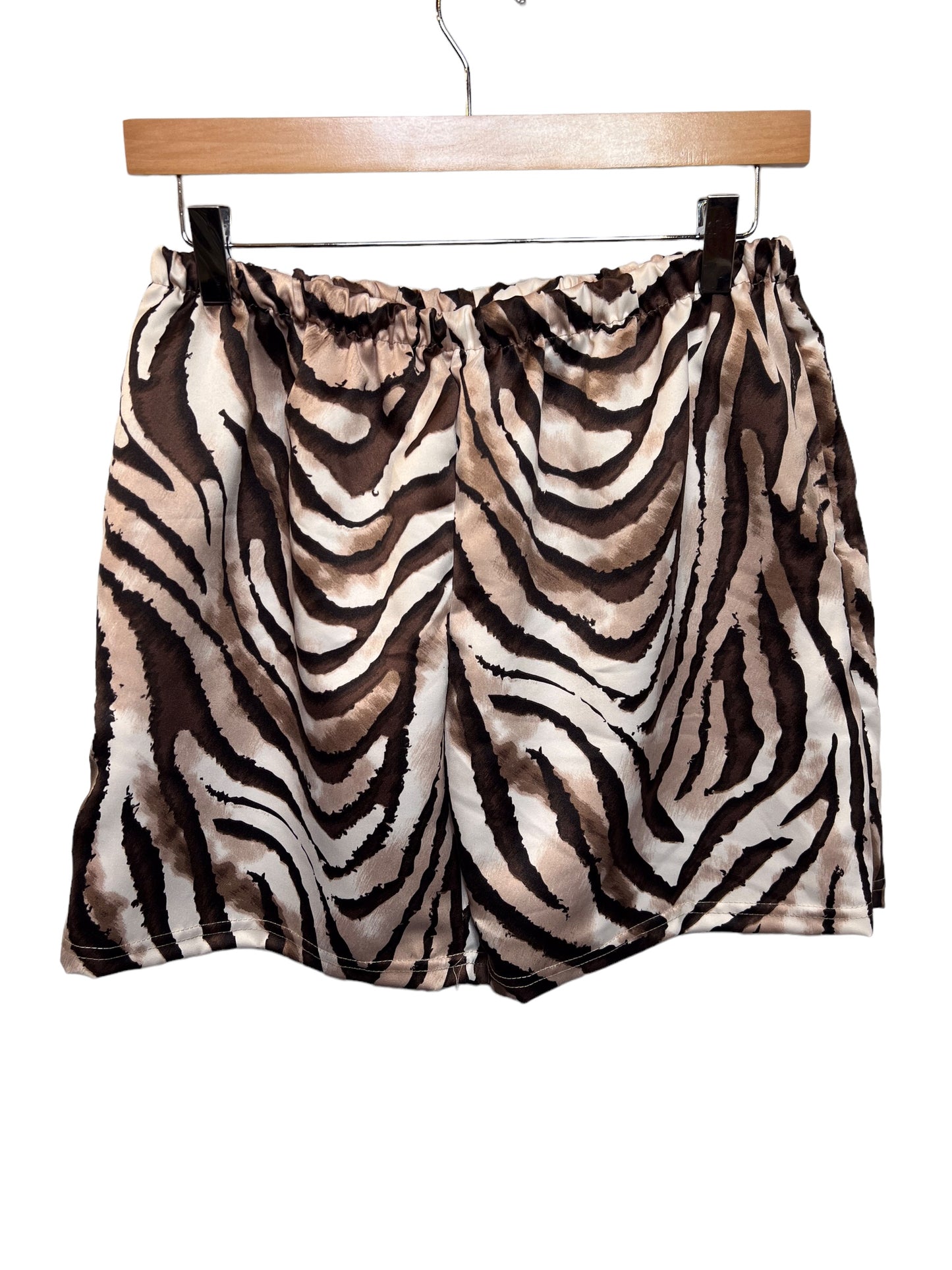 Unisex Zebra Patterned Elasticated Waist Shorts (Size M)