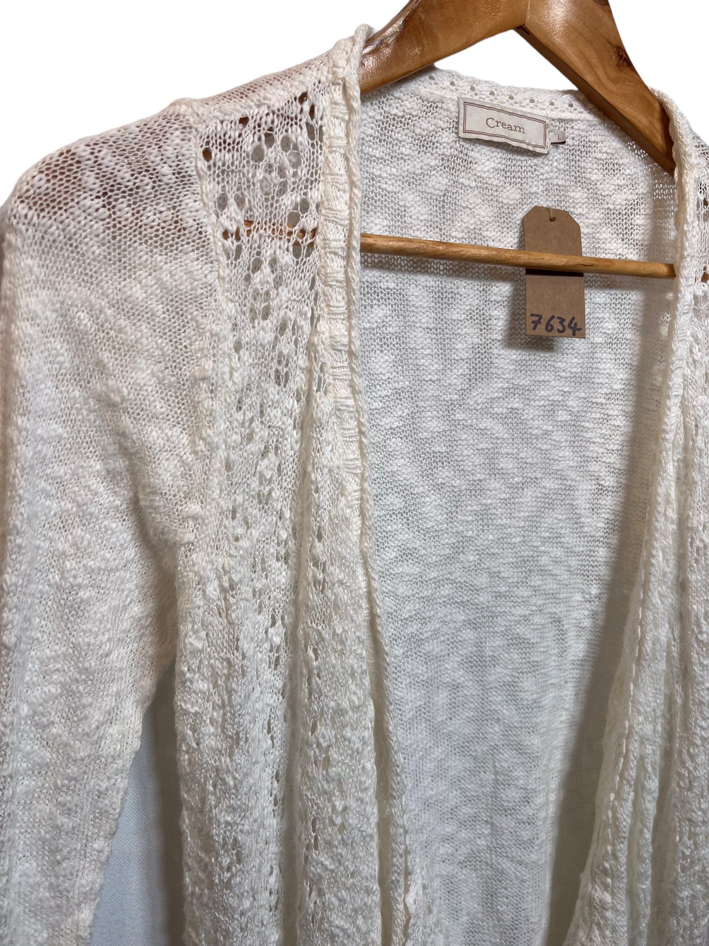 Cream Women’s Cream coloured Knitted Open Cardigan (Size L)
