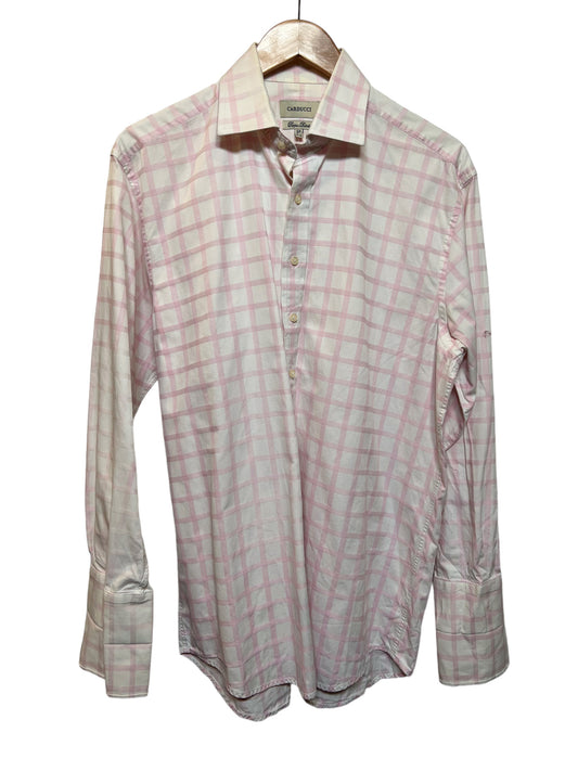 Carducci White Pink Men’s Formal Shirt (Size XL)