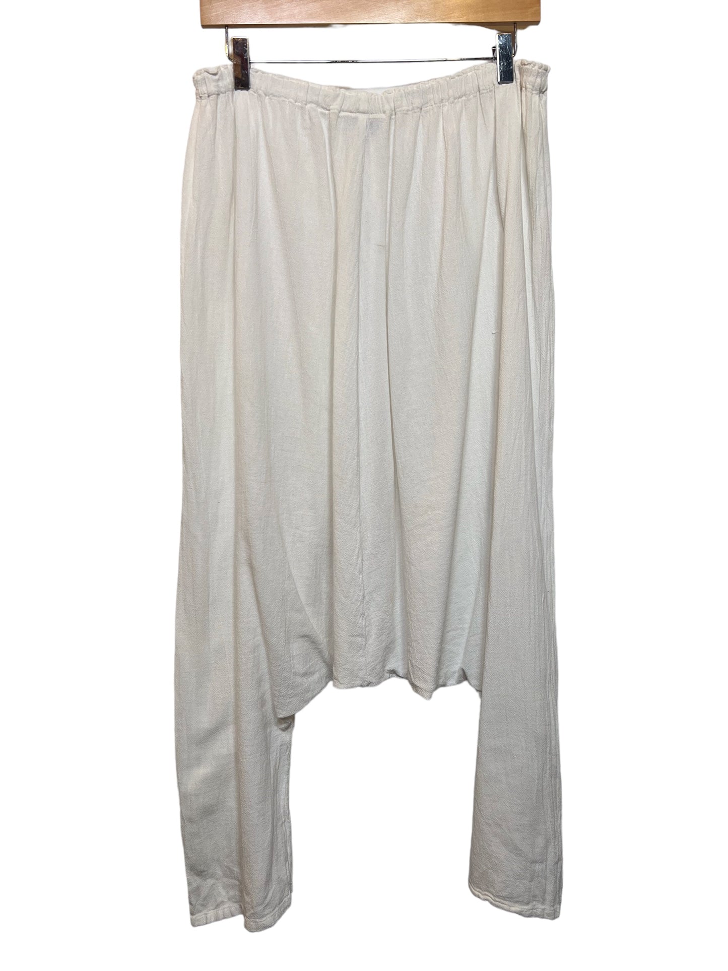 Women’s White Elasticated Waist Harem Pants (Size XL)
