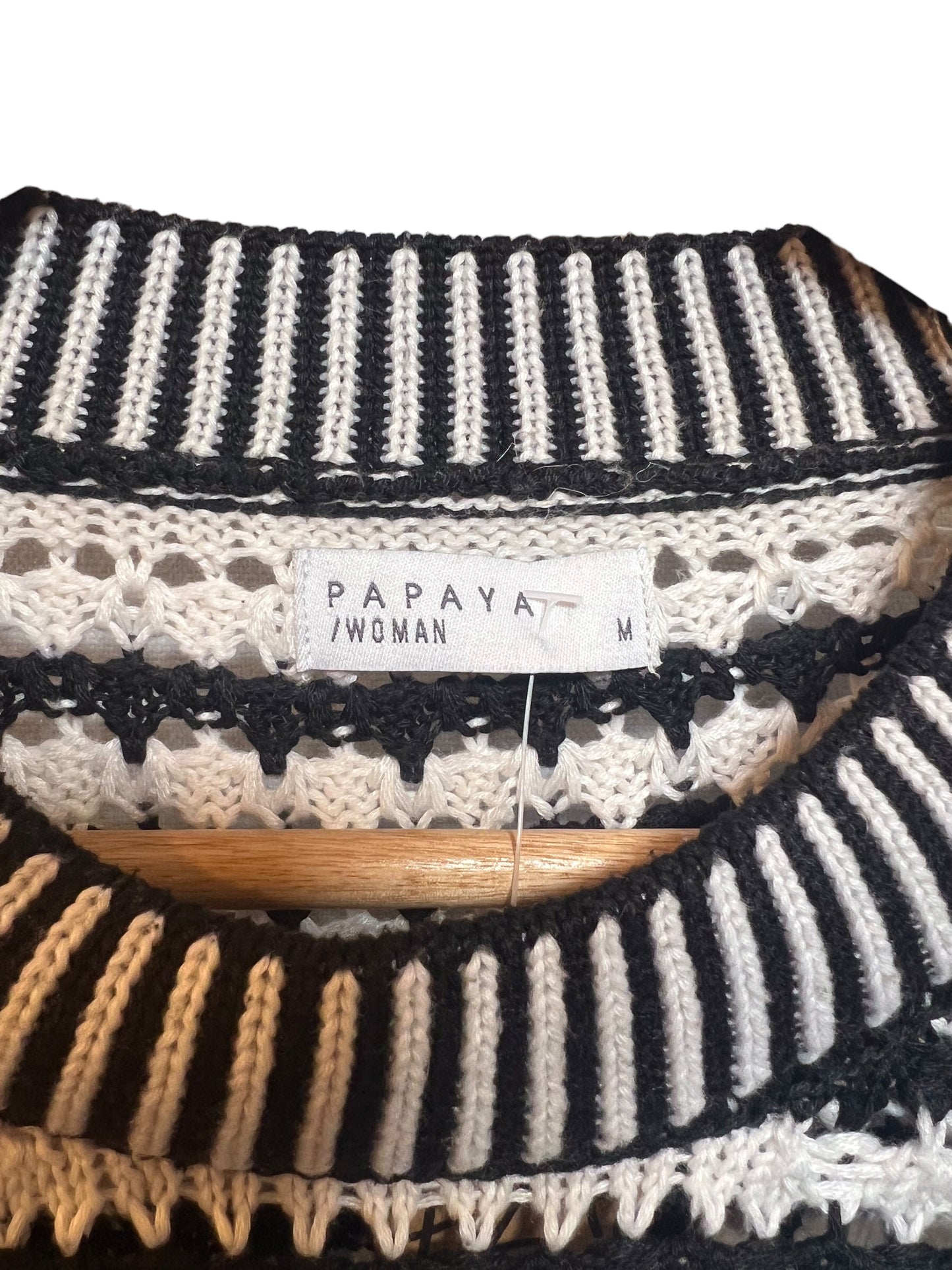 Papaya Black White Knitted Sweater (Size M)