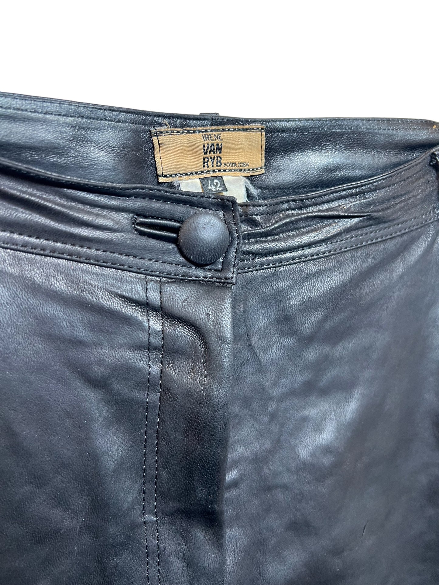 Faux Leather Black Trousers (Size W32)