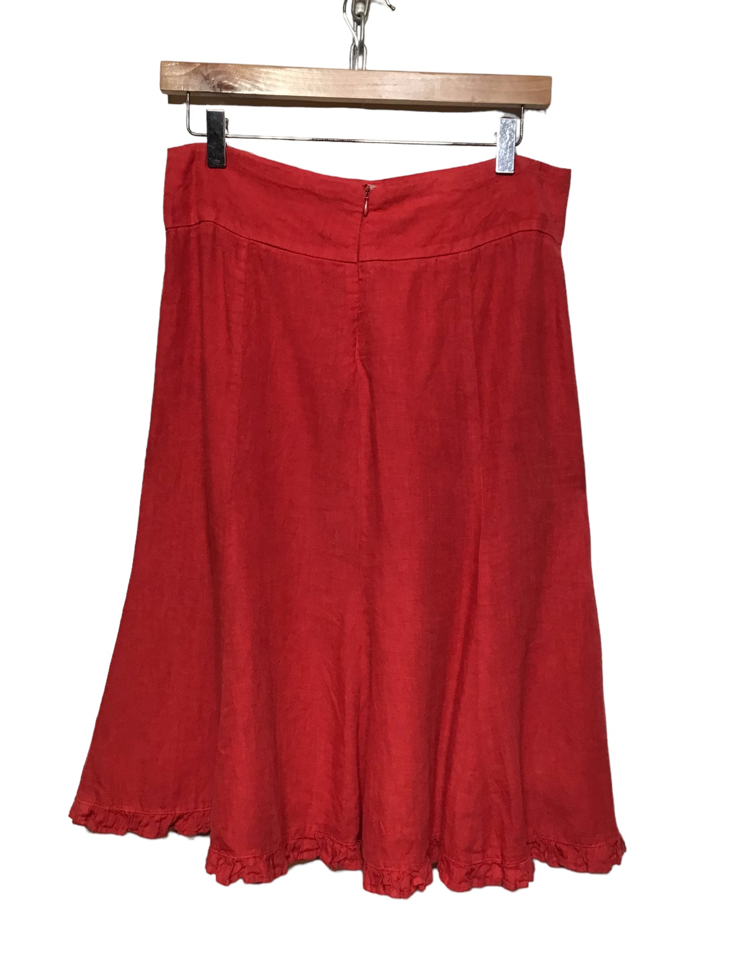 Red Linen Skirt (Size L)