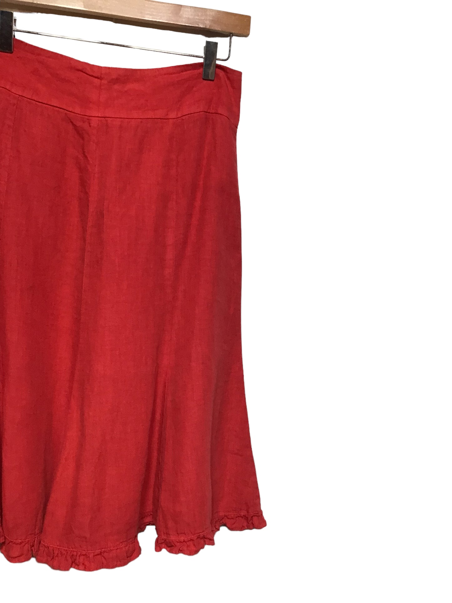 Red Linen Skirt (Size L)