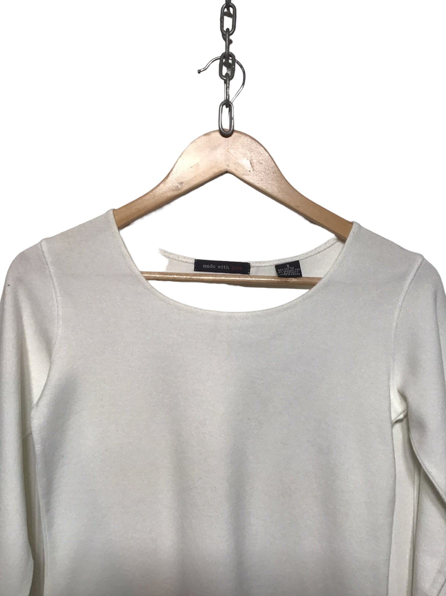 White Long Sleeved Top (Size S)