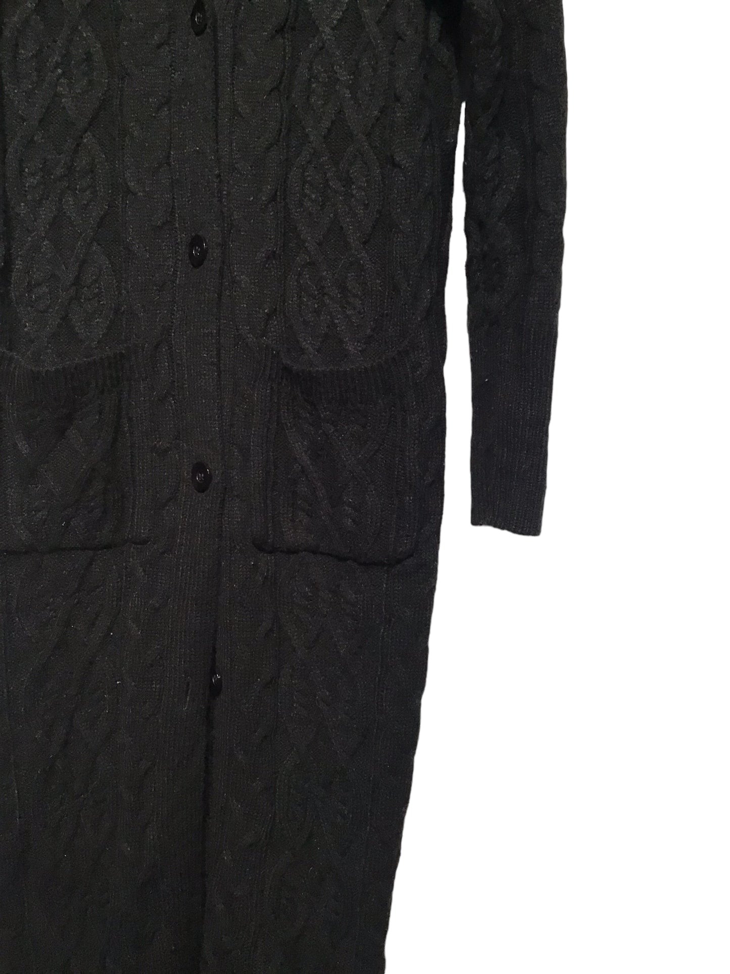 Black Long Length Knitted Cardigan (Size XL)