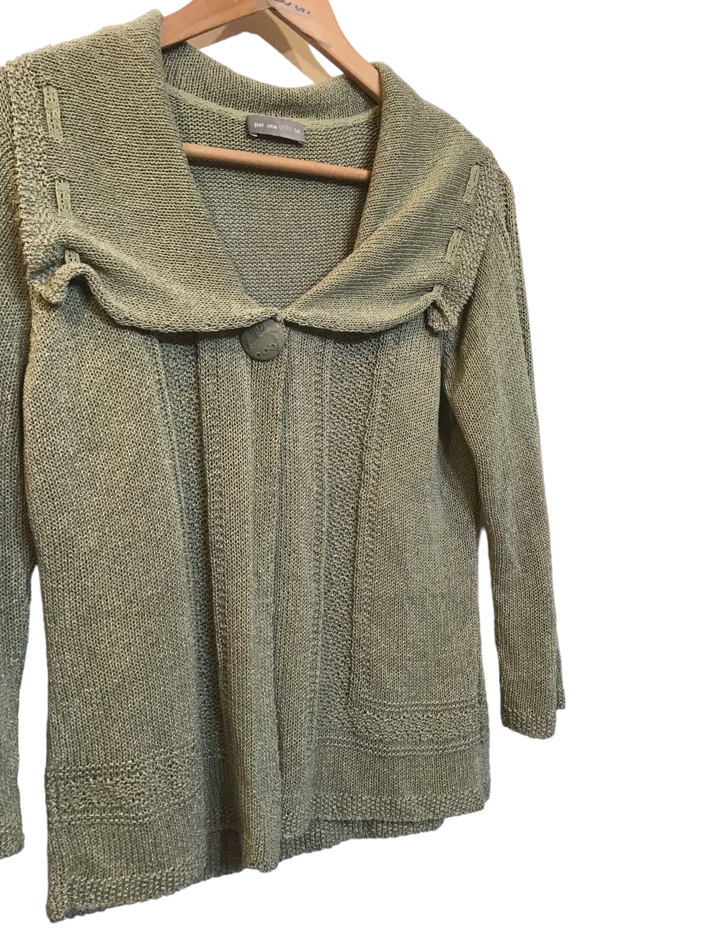 Green Knitted Cardigan (Size L)