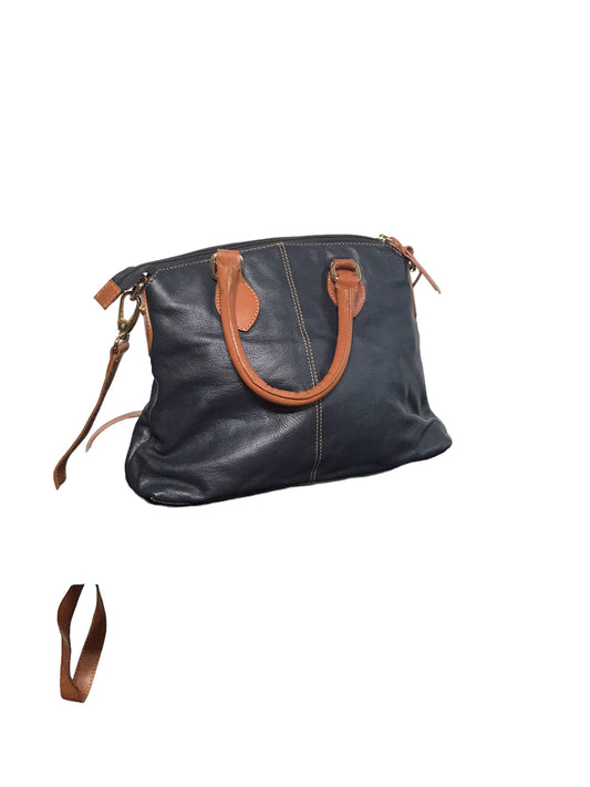 Navy and Brown Cross Body Bag (W33xH25cm)