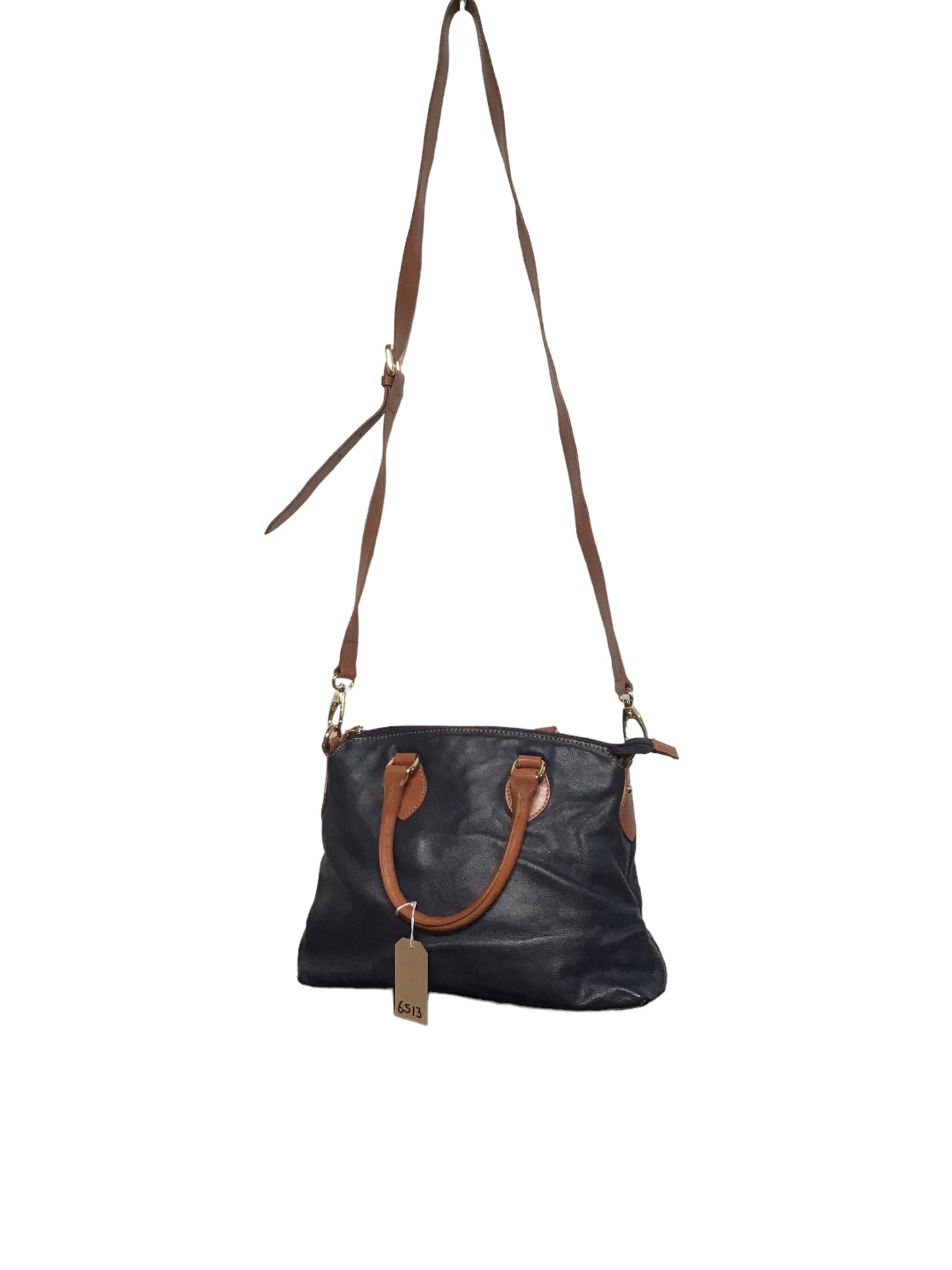 Navy and Brown Cross Body Bag (W13xH10)