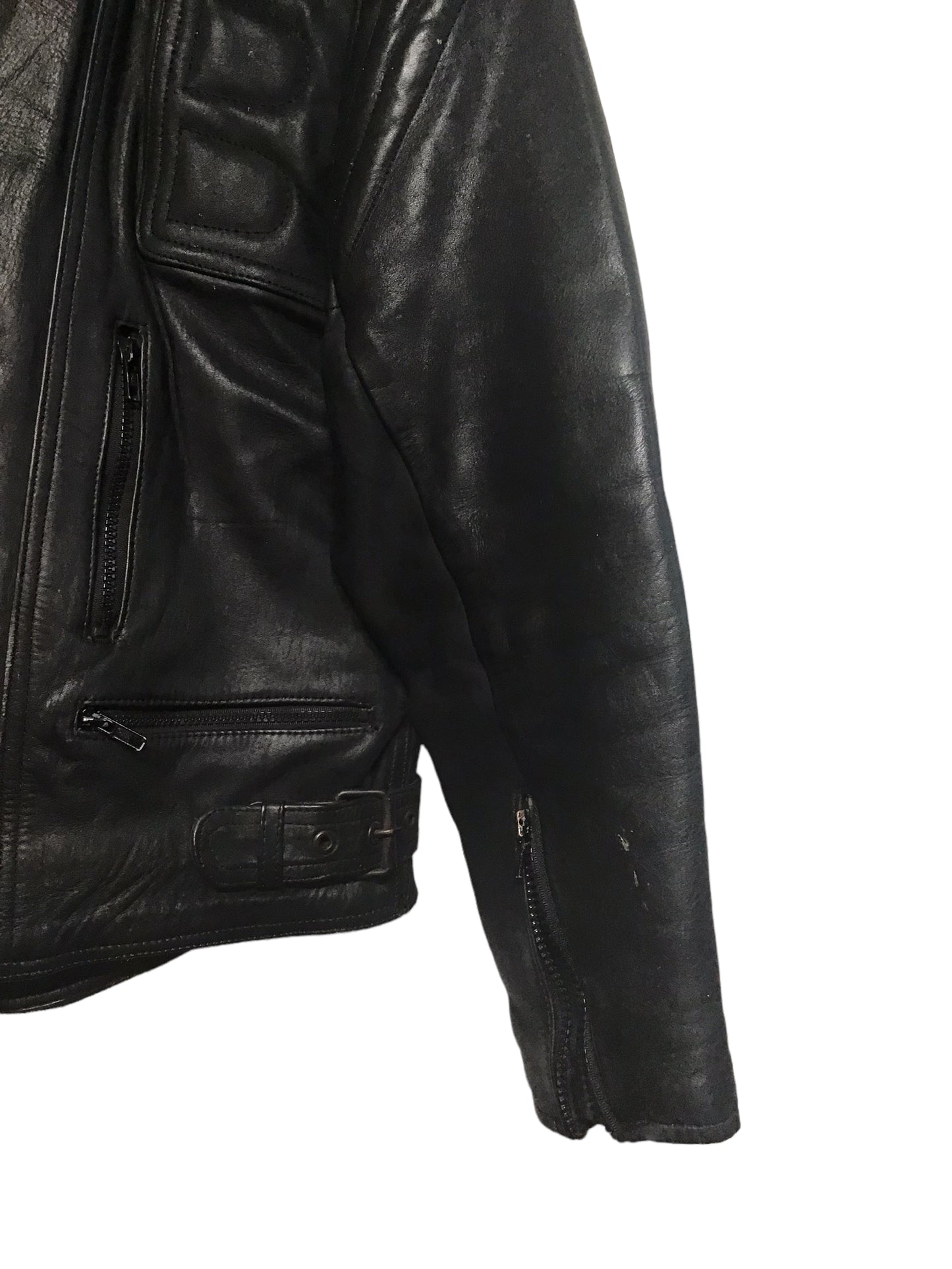 Genuine Leather Biker Jacket (Size M)