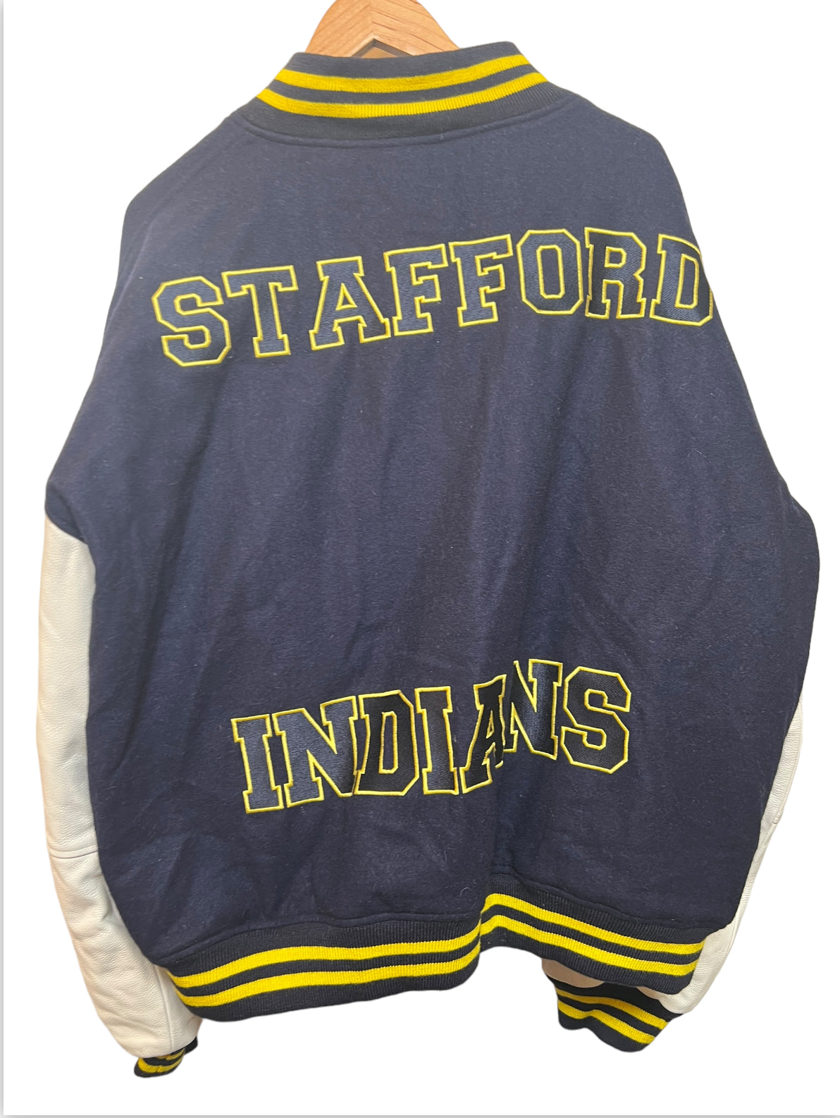 Mens Clothoo Navy Yellow Varsity Jacket (Size XL)