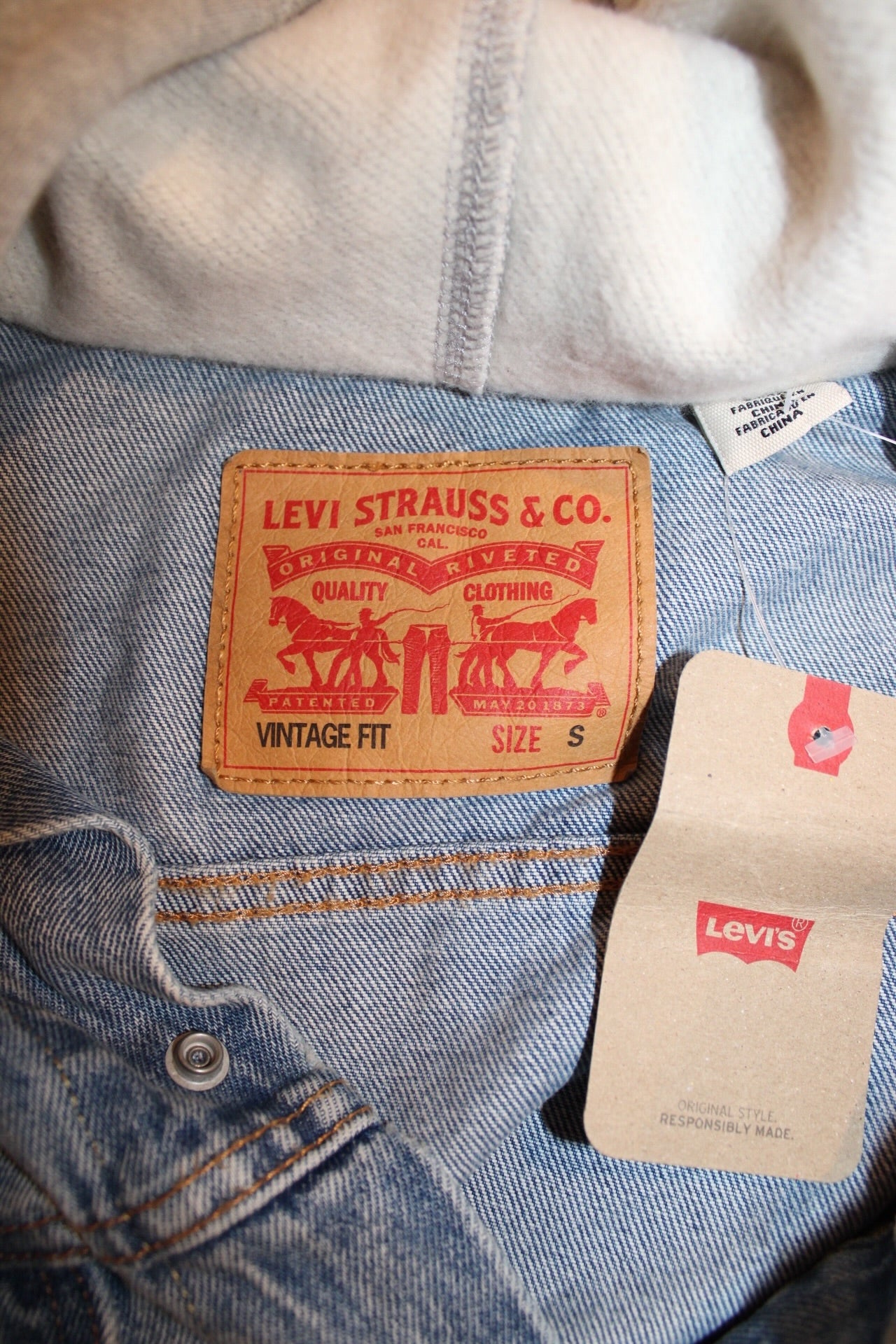 Levi Hooded Denim Jacket (Size S)