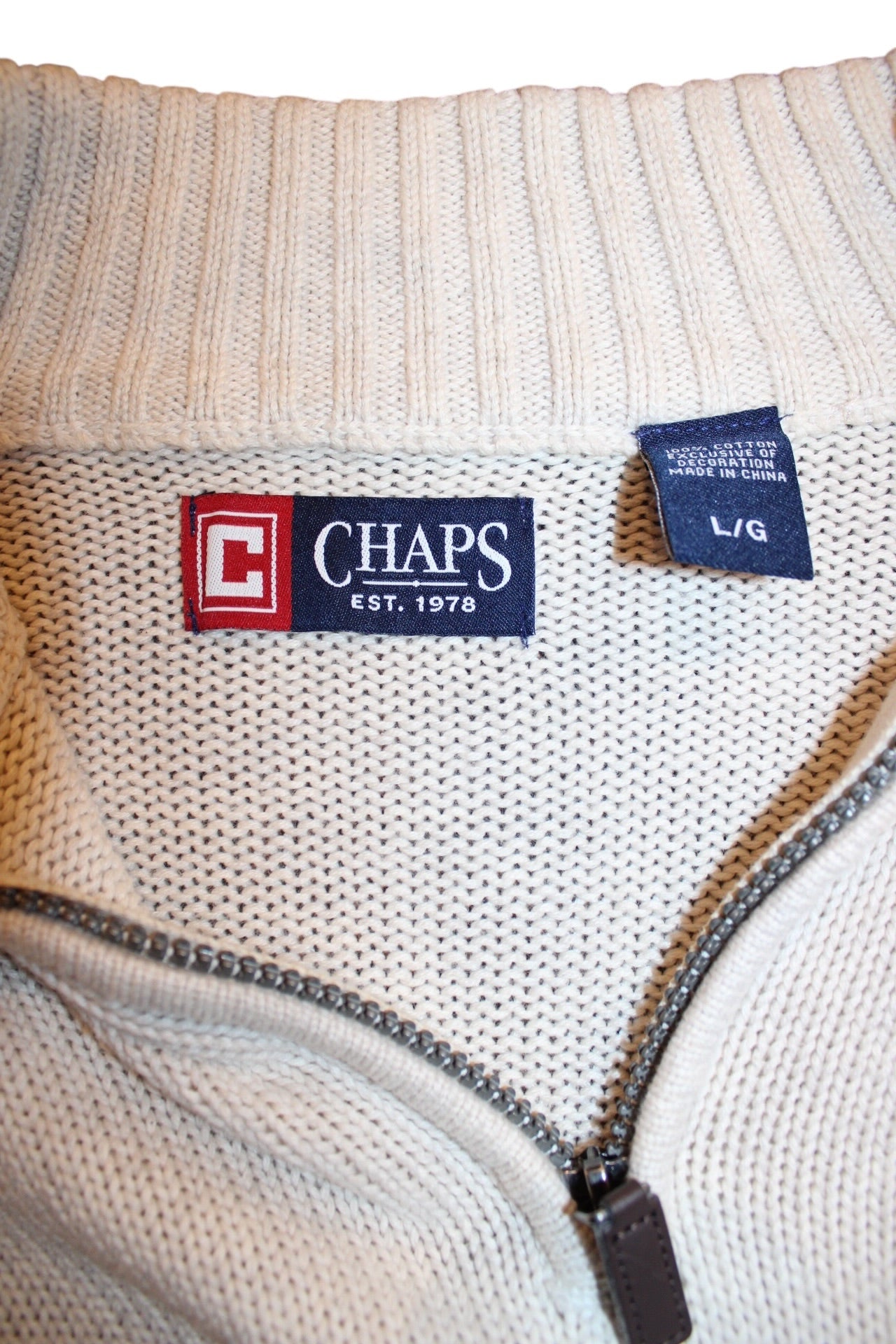 Chaps Knitted Quarter Zip (Size L)