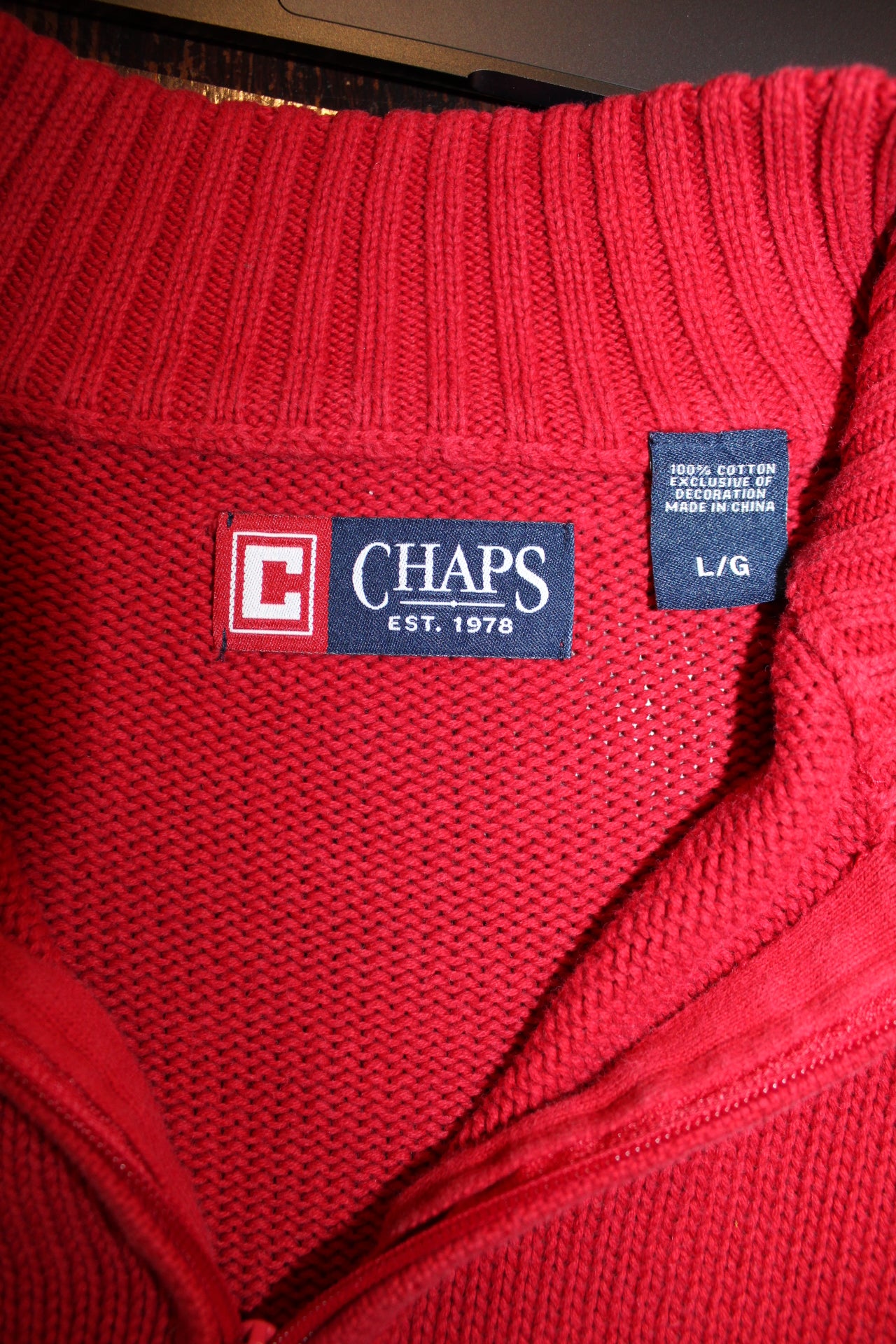 Chaps Knitted Quarter Zip (Size L)