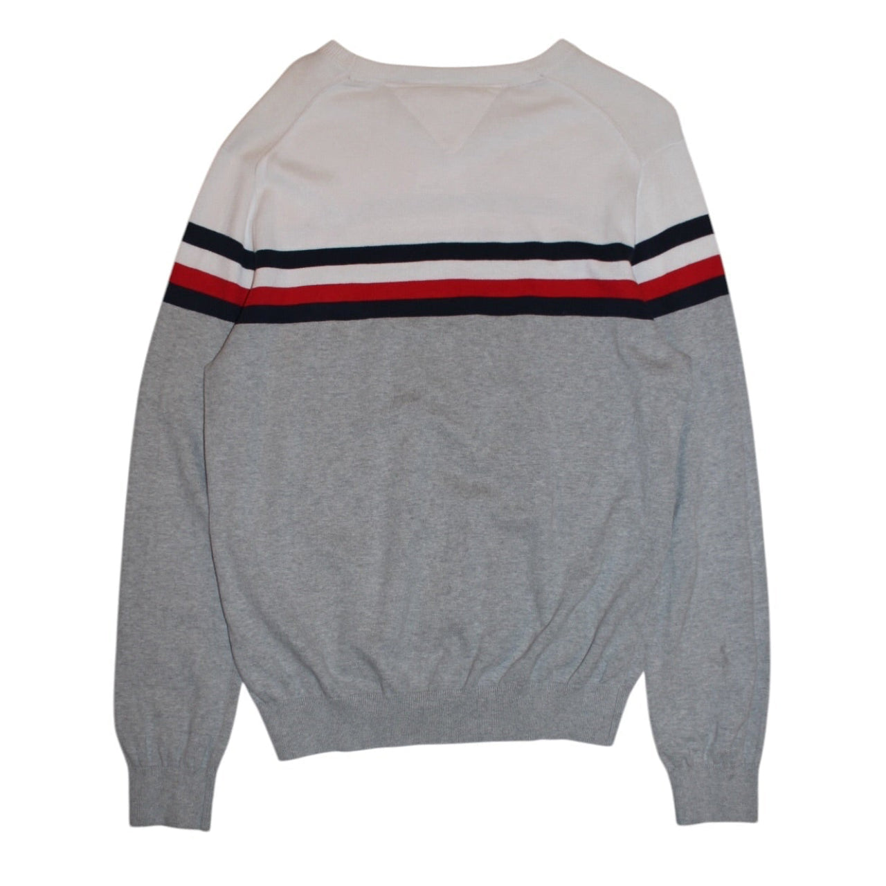 Tommy Hilfiger White Grey Striped Sweater (Size L)