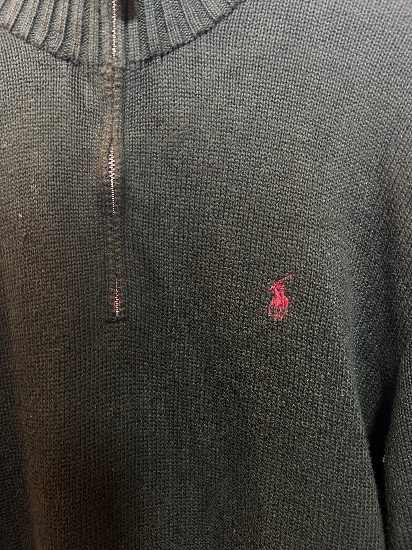 Polo Ralph Lauren Green Knitted Quarter Zip (Size M)