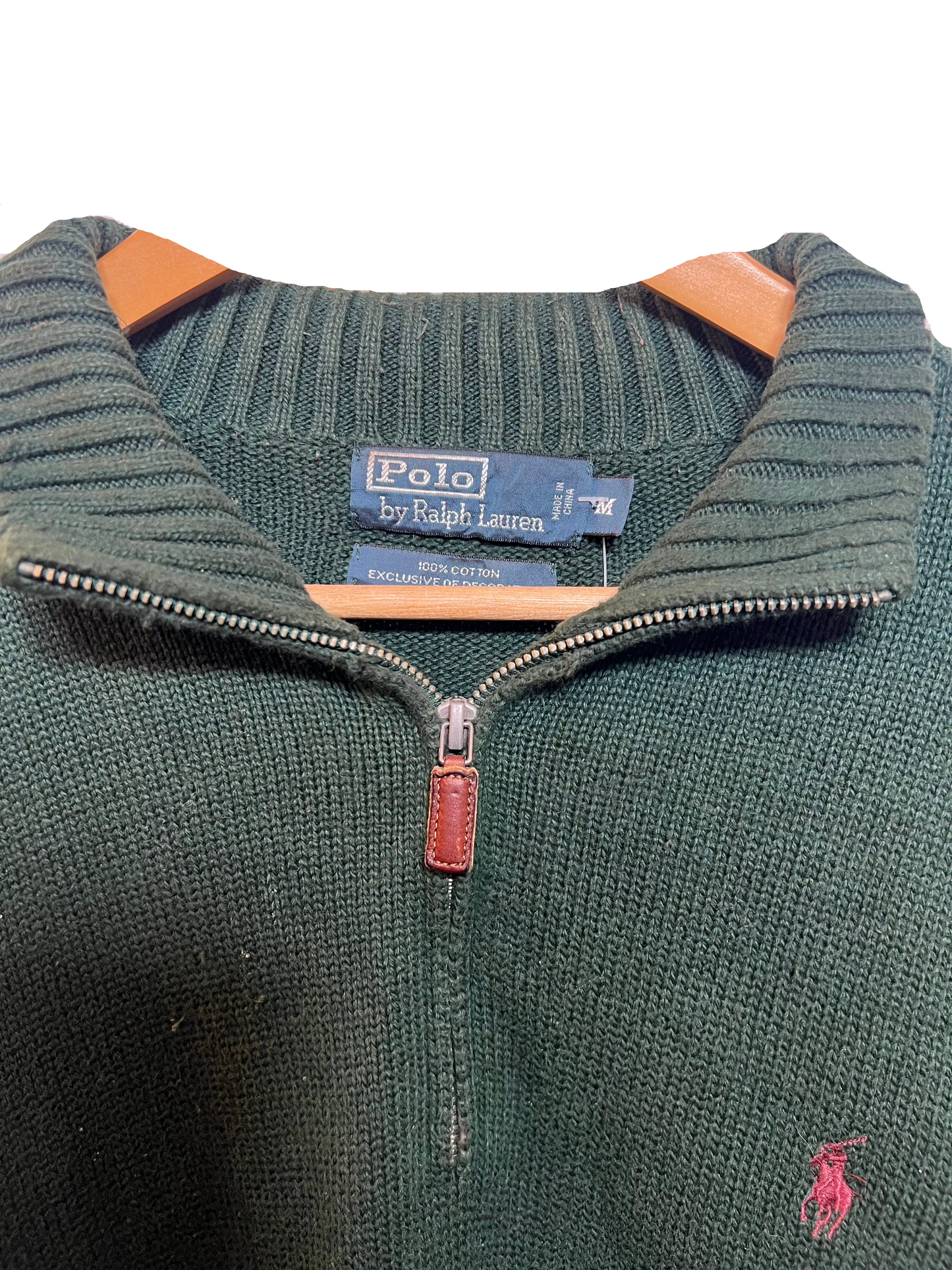 Polo Ralph Lauren Green Knitted Quarter Zip (Size M)