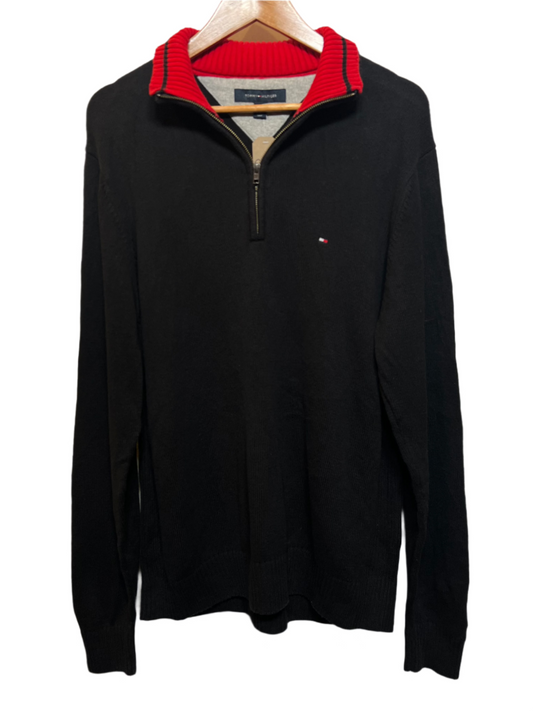 Tommy Hilfiger Black Quarter Zip (Size L)