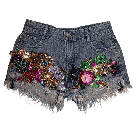 Nice Sequin Denim Shorts (Size L)
