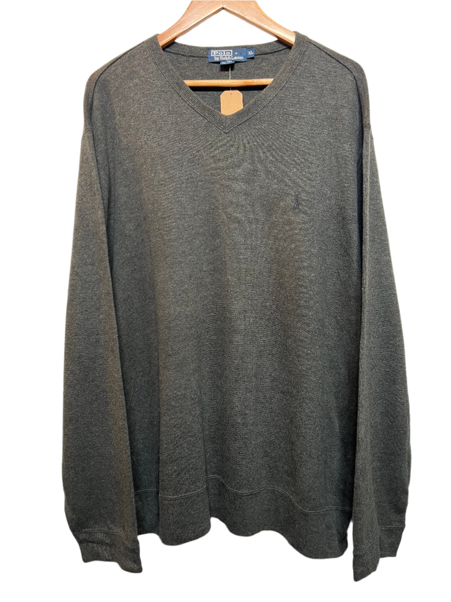 Polo Ralph Lauren Mens V Neck Grey Sweater (Size XL)