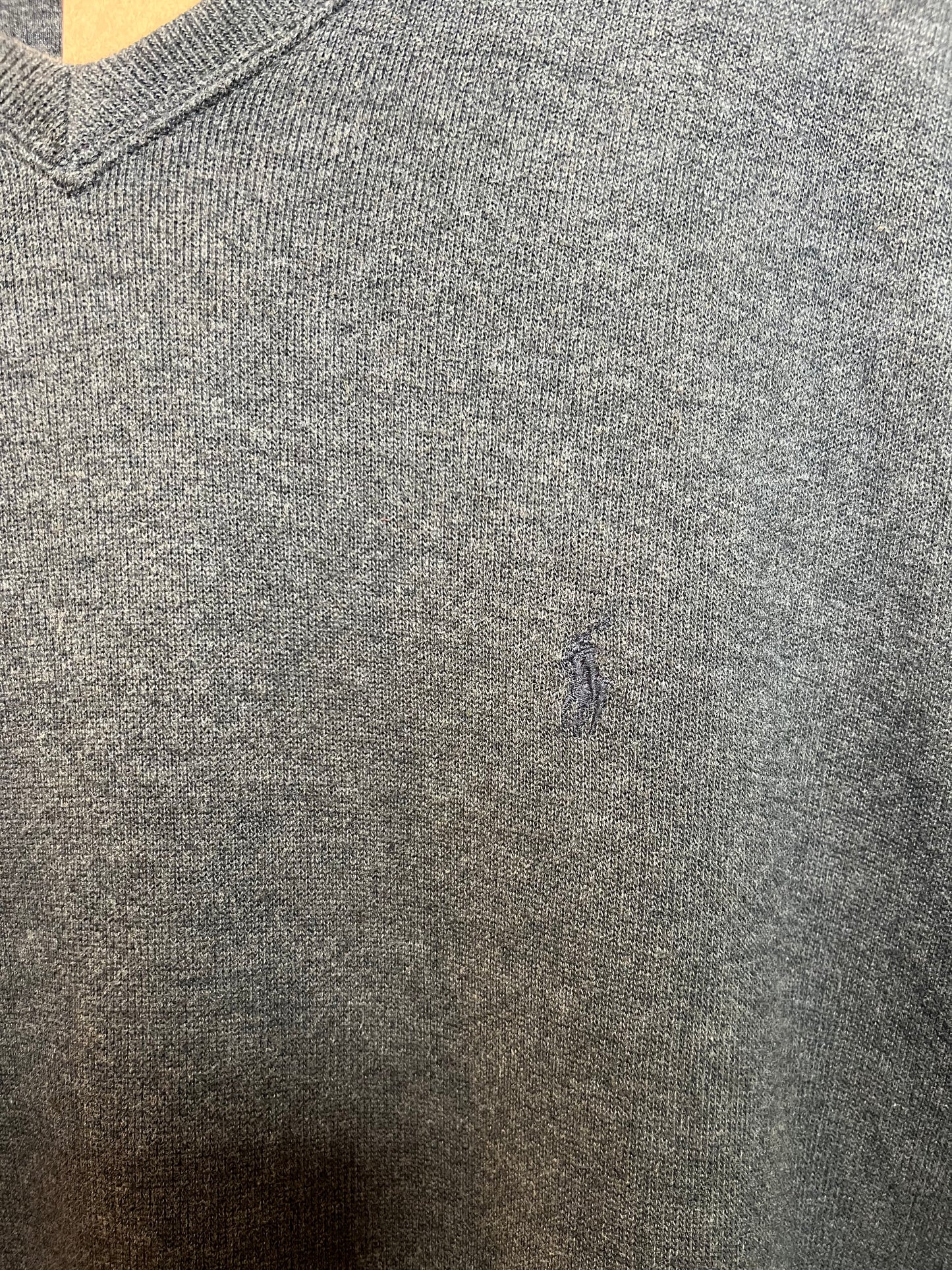 Polo Ralph Lauren Mens V Neck Grey Sweater (Size XL)