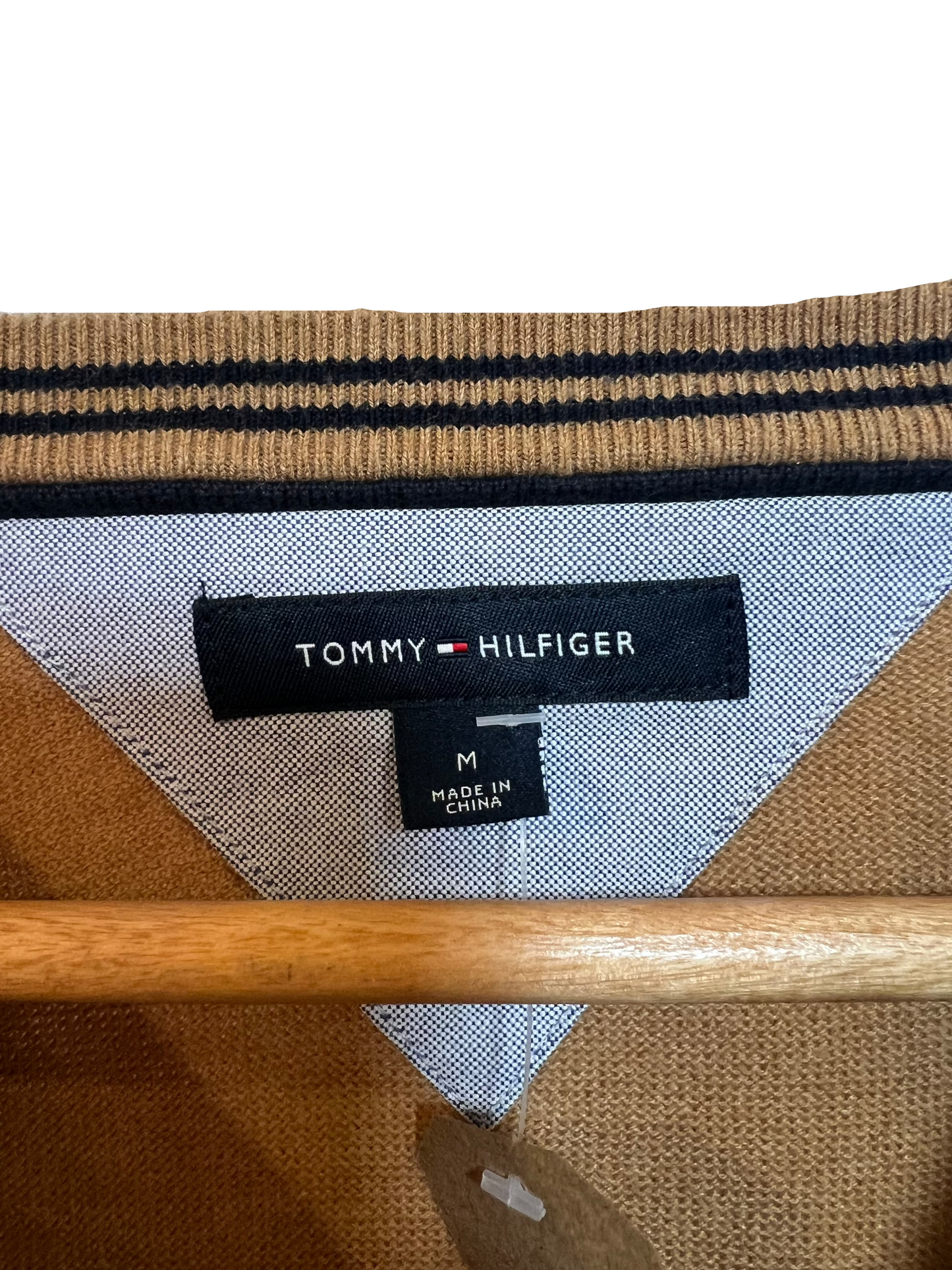 Tommy Hilfiger Mens Light Brown V-Neck Sweater (Size M)