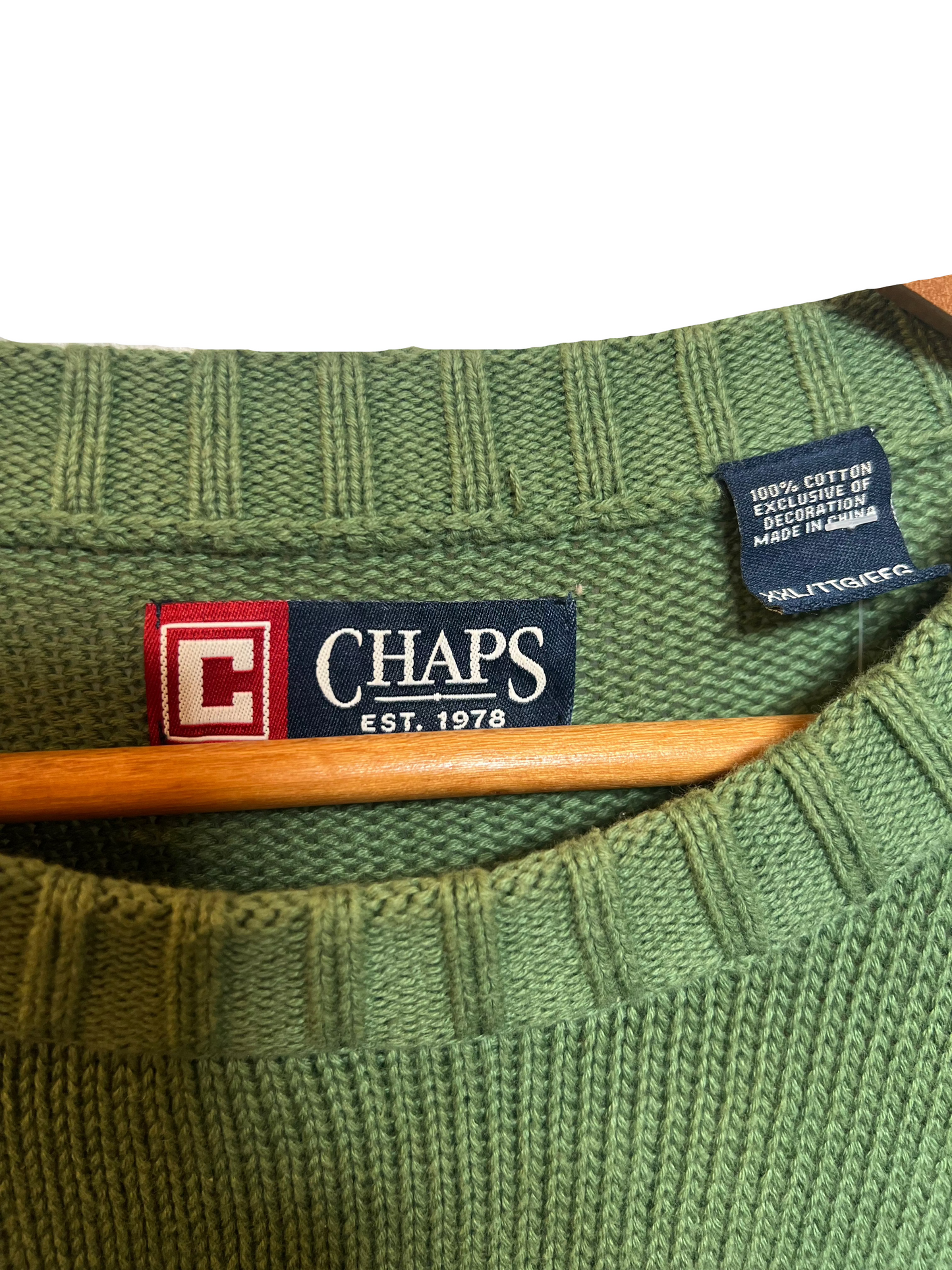 Chaps Green Knitted Sweater (Size XL)