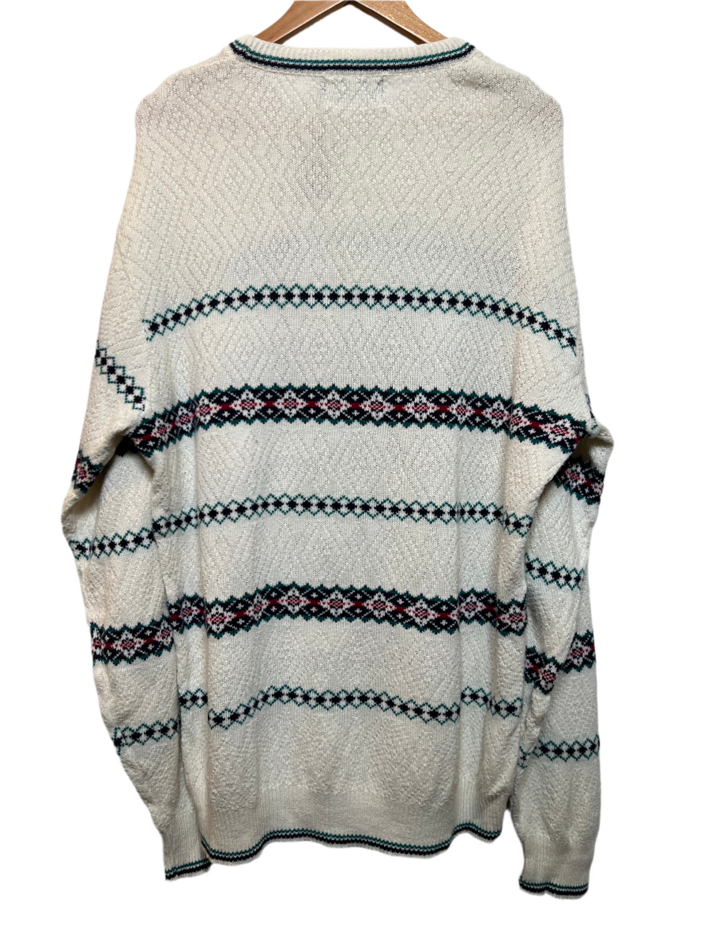 Isle Of Cotton Mens White Knitted Sweater (Size XL)