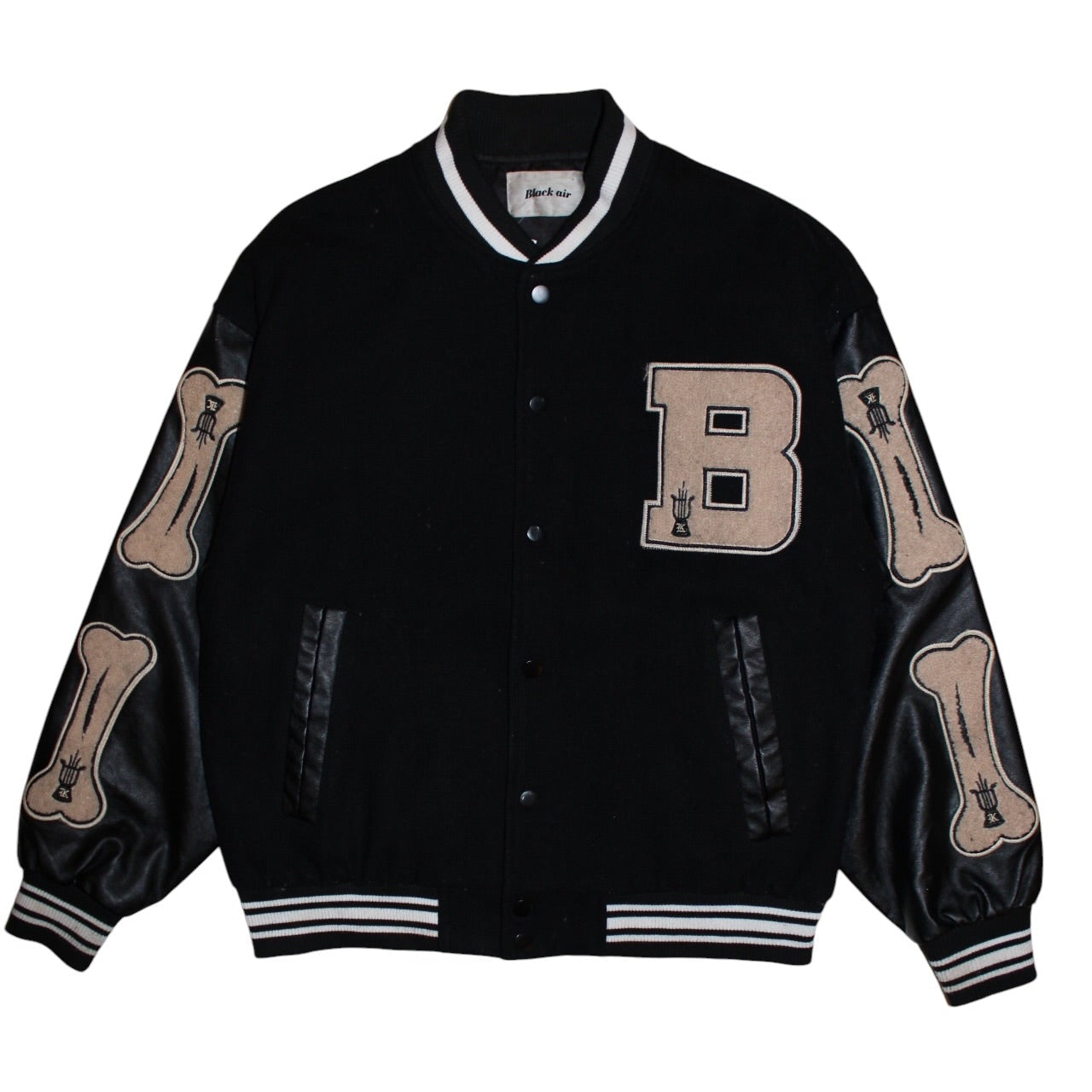 Black Air Leather Varsity Jacket (Size M)
