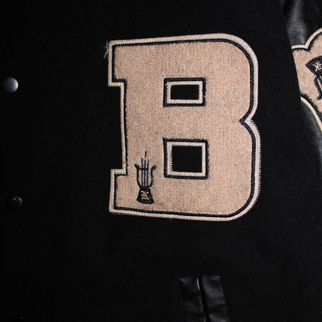 Black Air Leather Varsity Jacket (Size M)