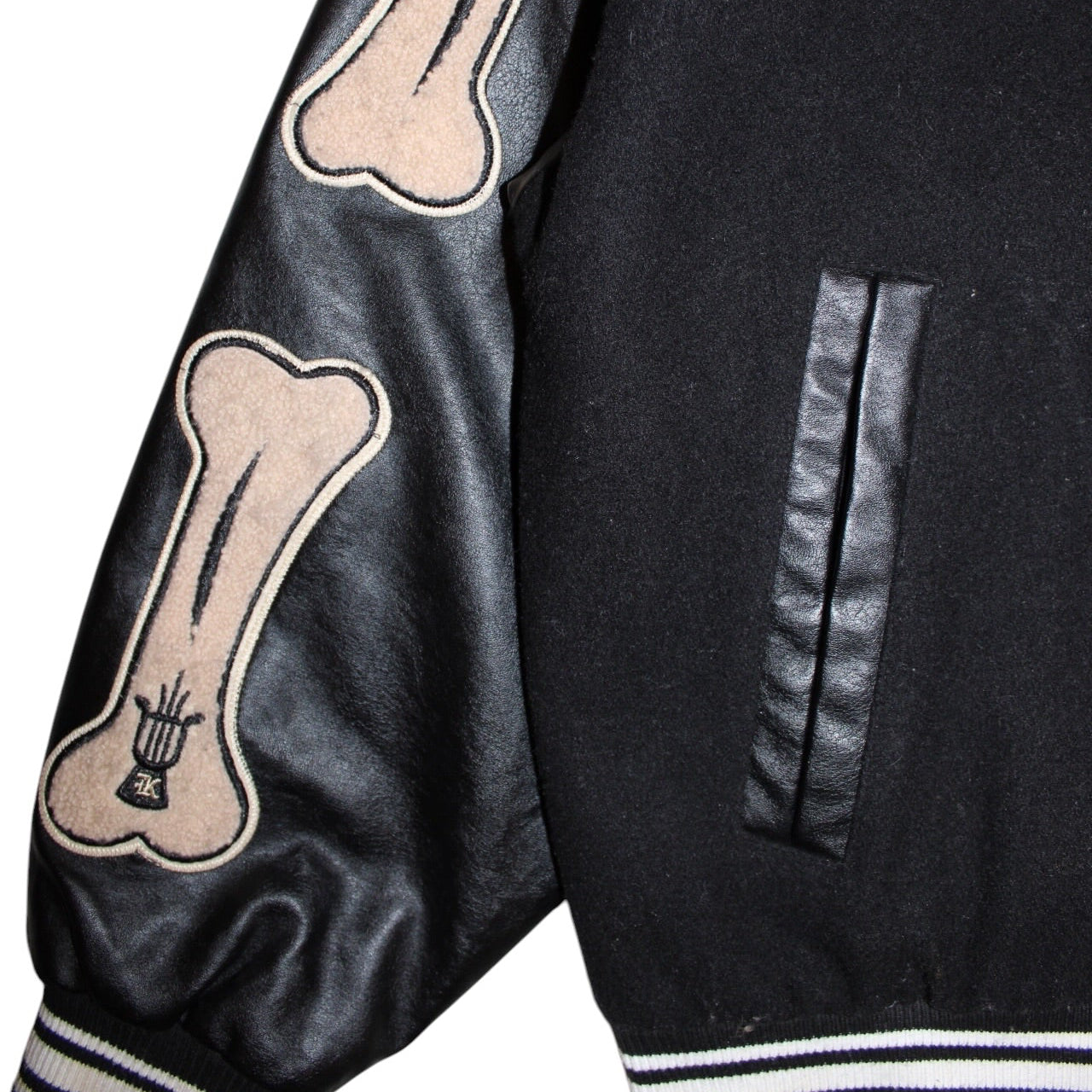 Black Air Leather Varsity Jacket (Size M)