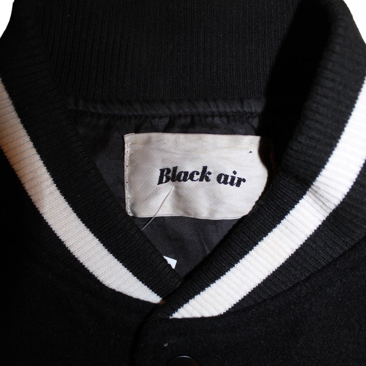 Black Air Leather Varsity Jacket (Size M)