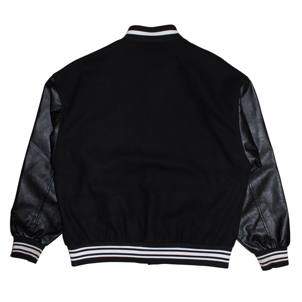 Black Air Leather Varsity Jacket (Size M)