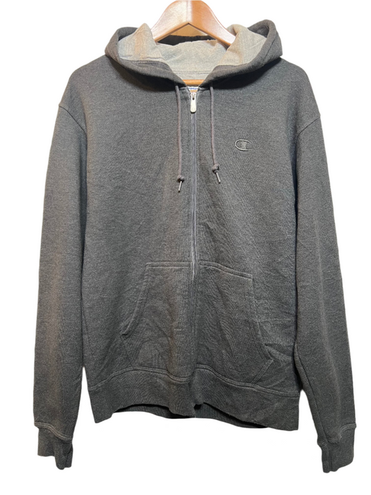 Champion Grey Mens Zipped Hoodie (Size L)