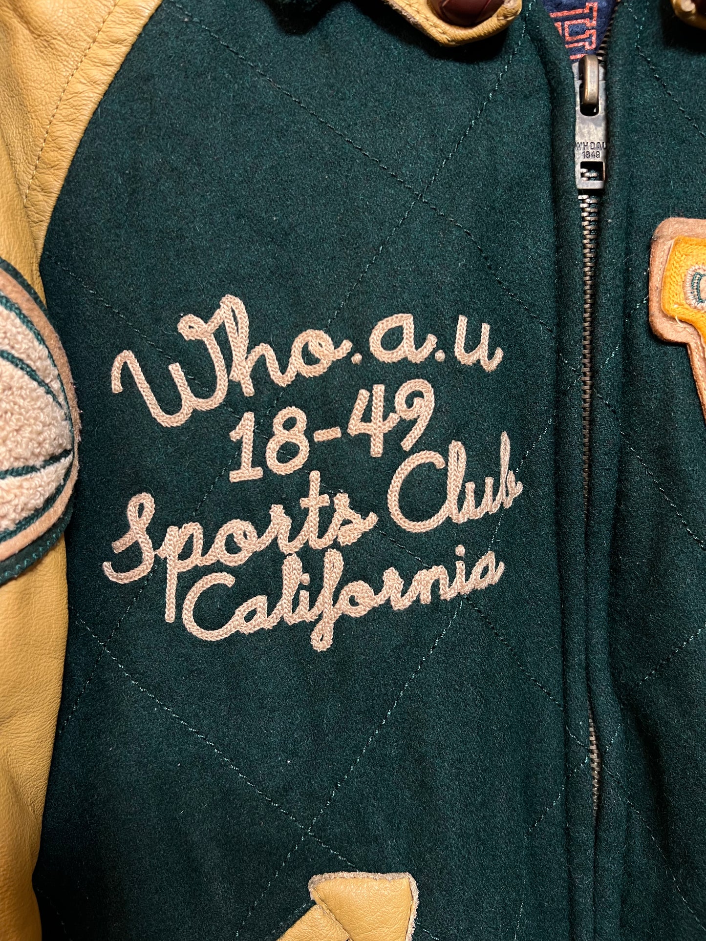 WHO.A.U Mens Green varsity Jacket (Size M)